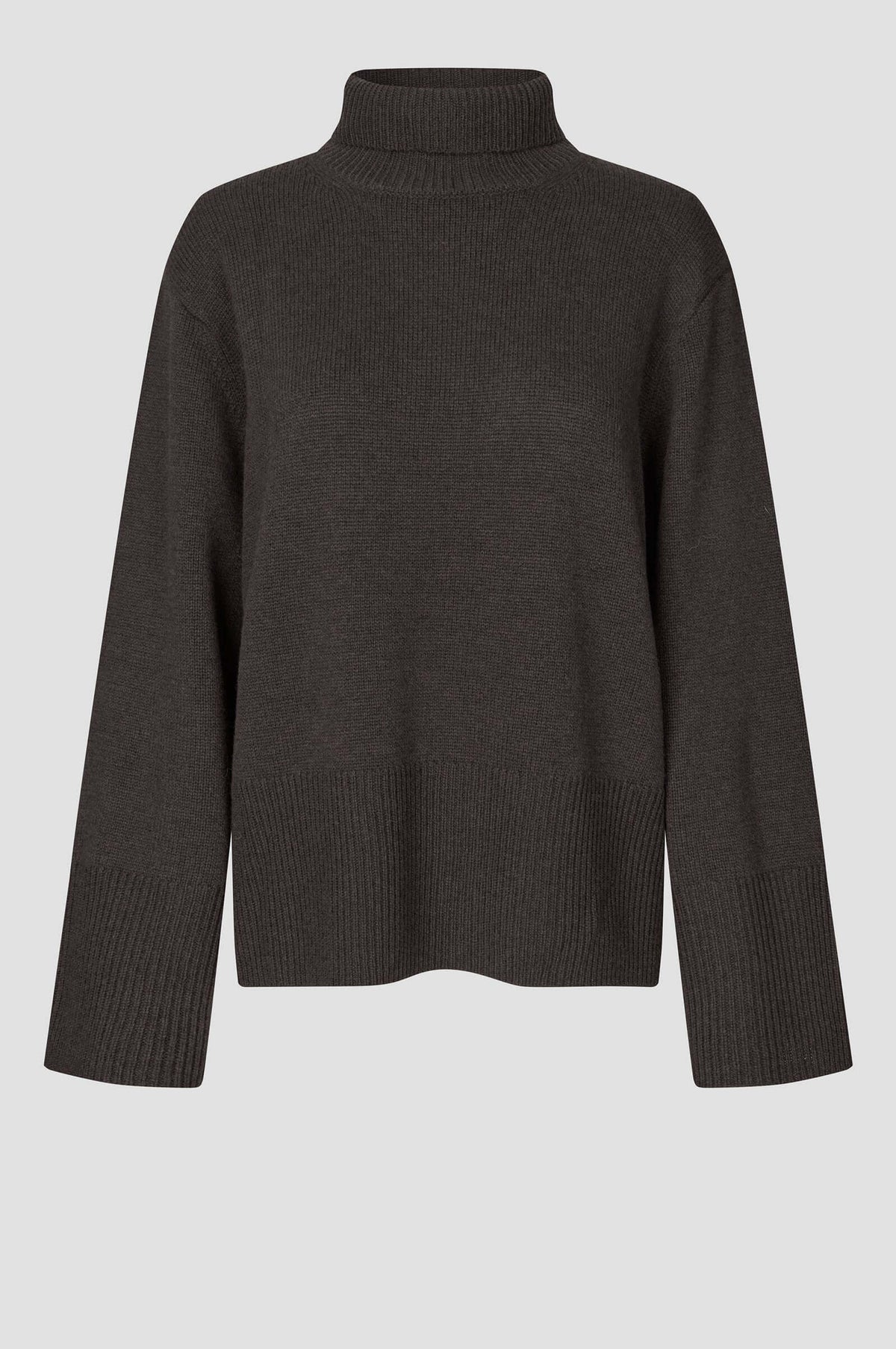 Alpha Knit Rollkragenpullover – Dunkelbraun Melange