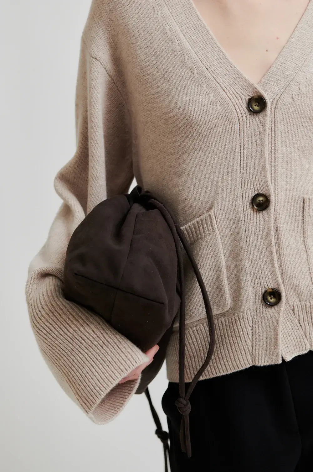 Alpha knit fitted Cardigan - Beige mel