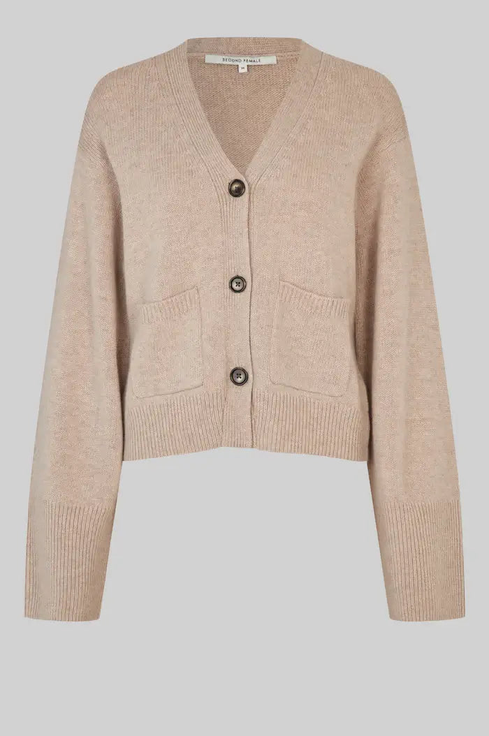 Alpha knit fitted Cardigan - Beige mel