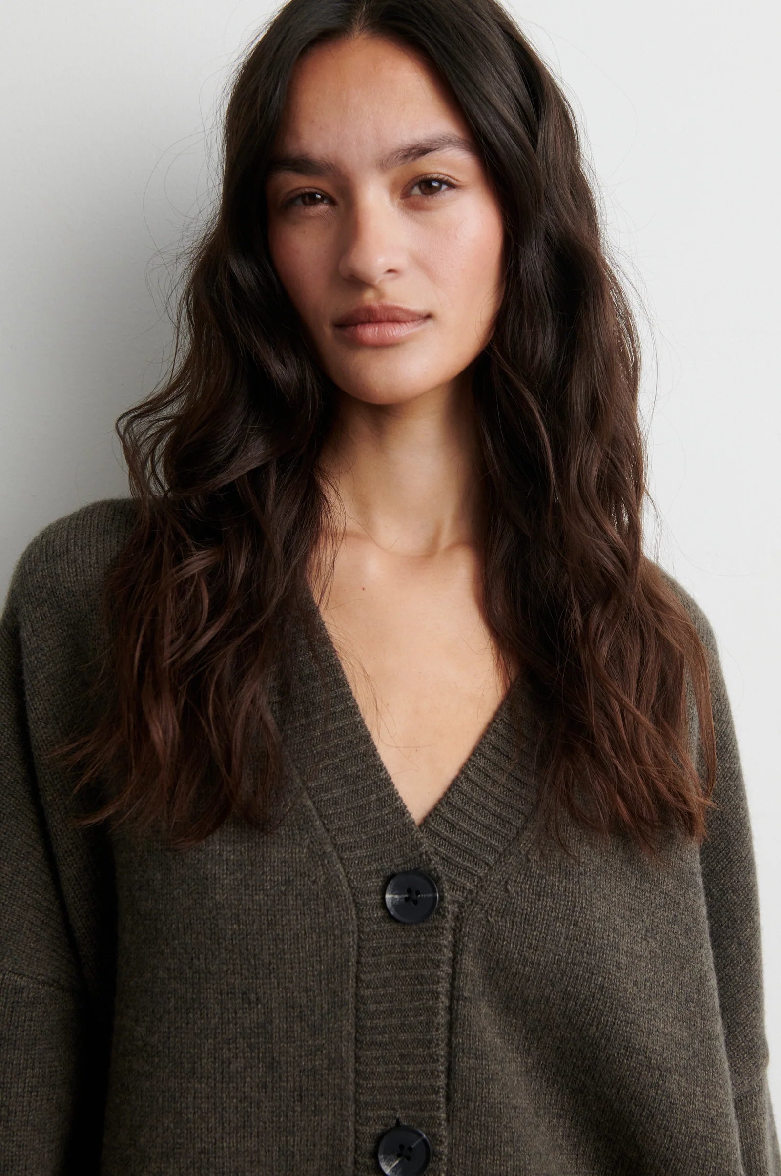 Alpha Knit Monogram Cardigan - Black Olive