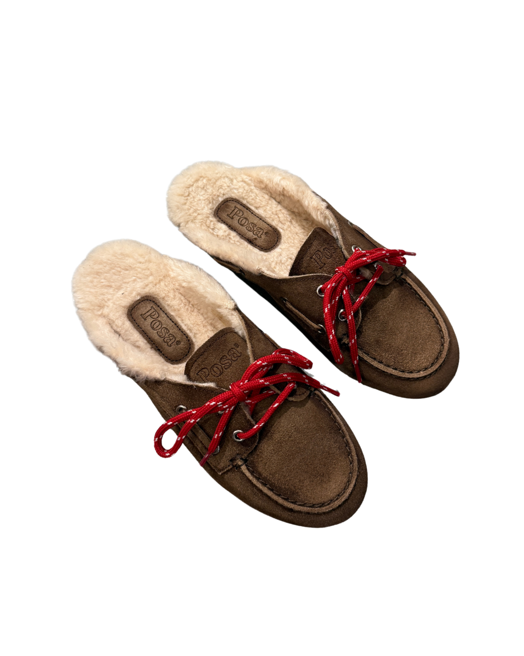 Boat Loafer Mule Fur Lining - Dark Brown