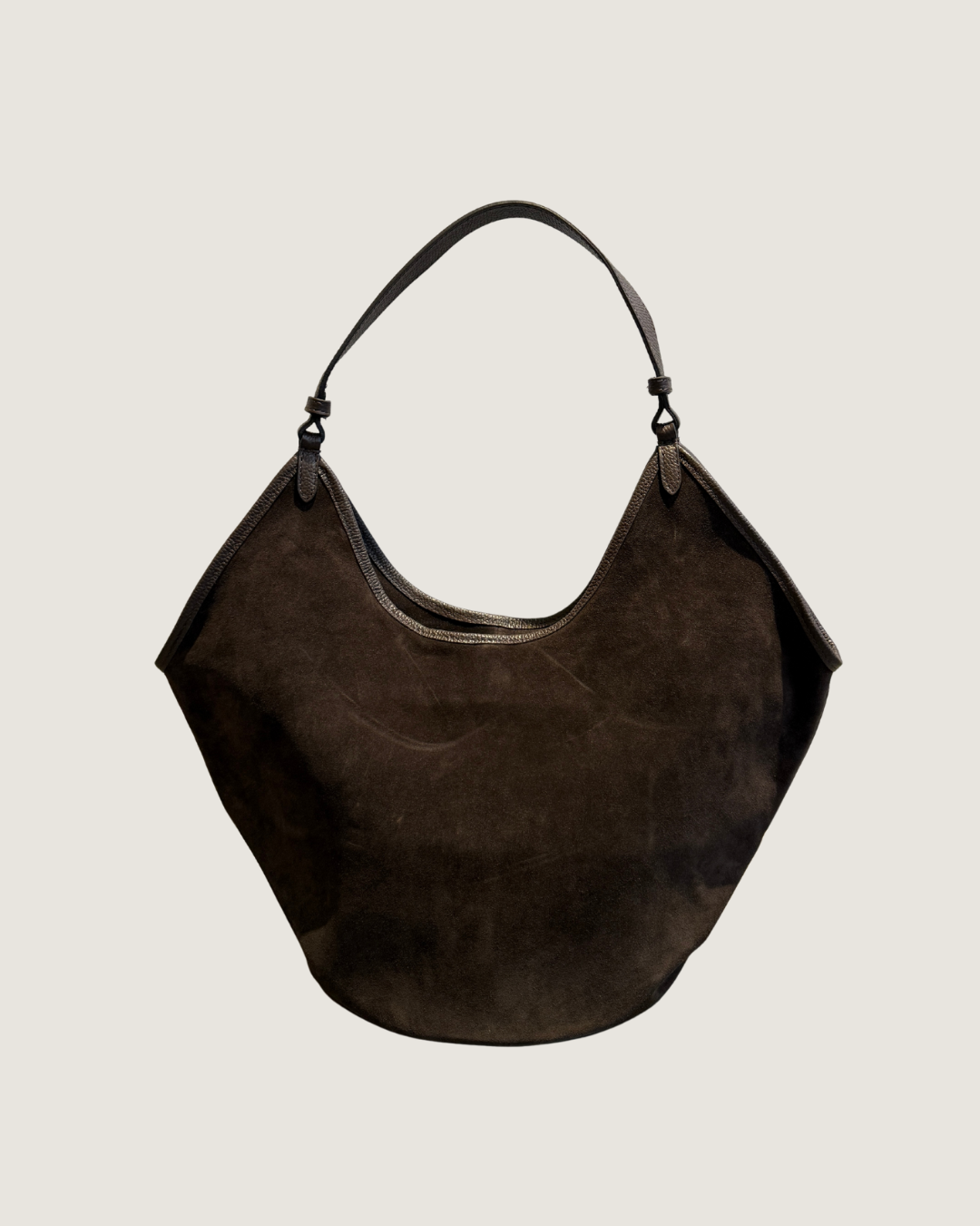 Suede Shopper Bag - Dark Brown