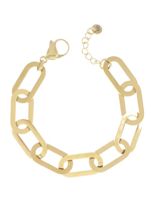 Platte Schakel Armband - Goud