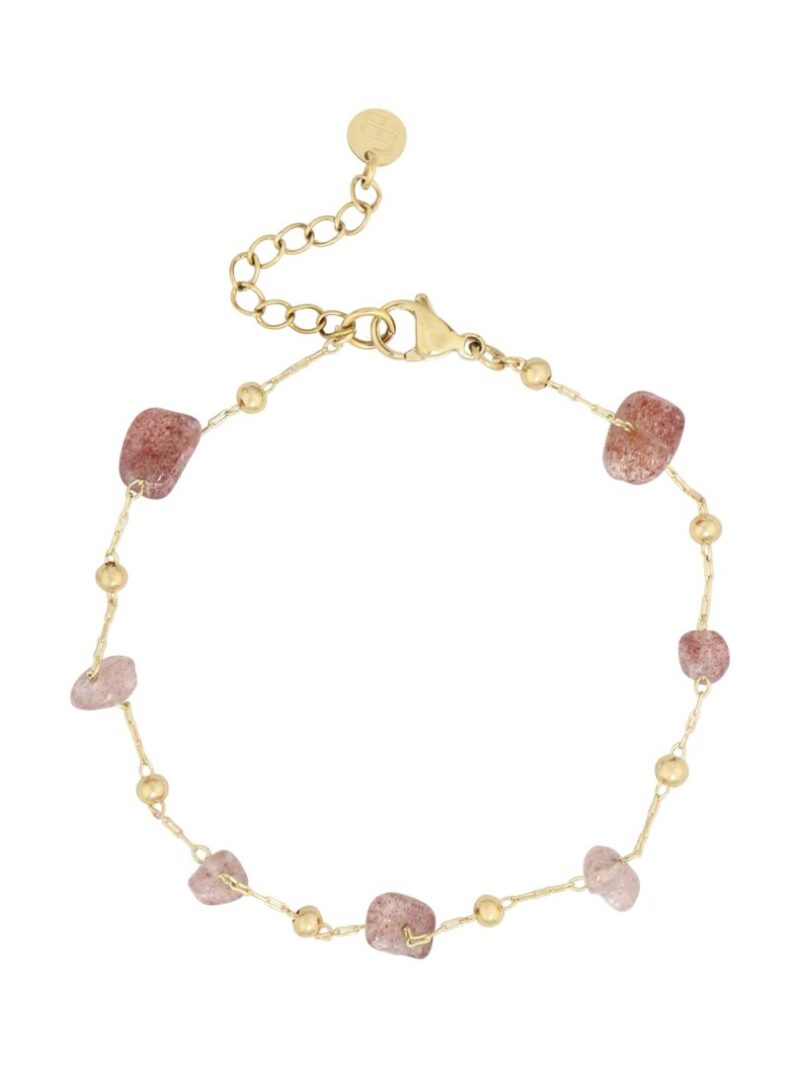 Fijn armbandje met ongelijke edelsteentjes - Warm Roze