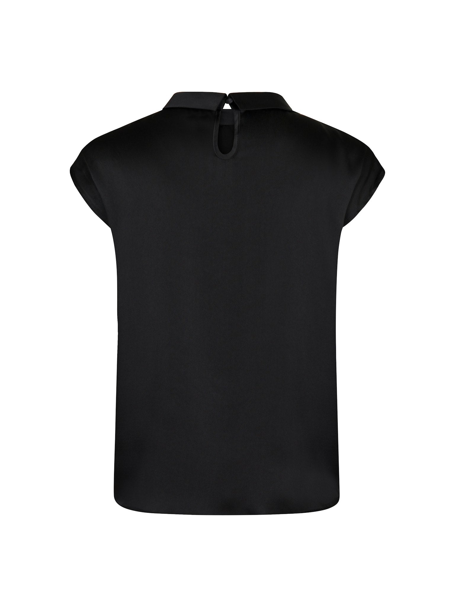 Fleur Drapy Satin Blouse - Black