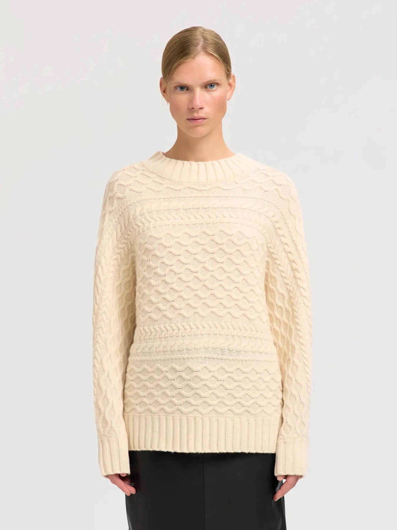 SLFnelly LS Cable Batsleeve Knit - Birch