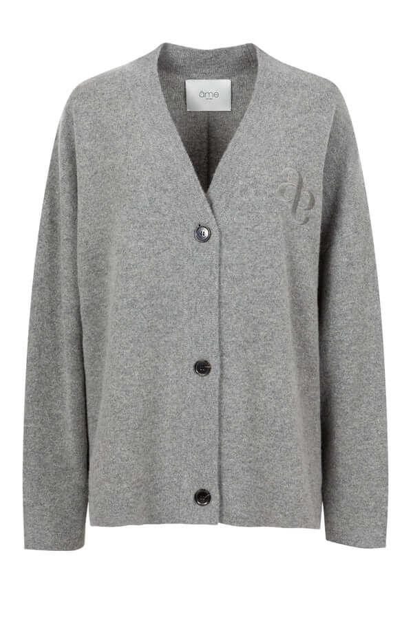 Olympia V-Neck Cardigan Sweater – Mittelgrau