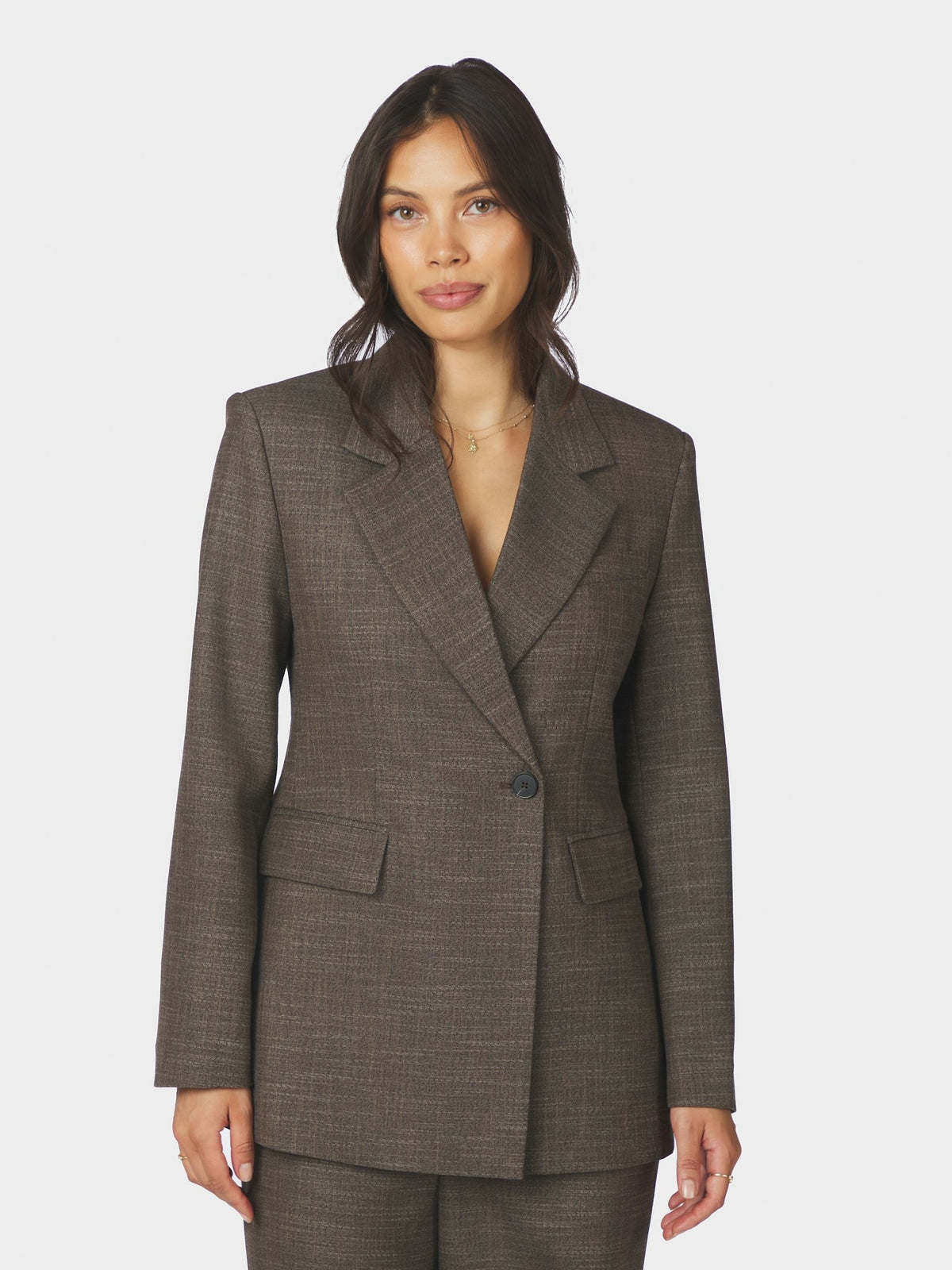 Perine Structure Twill Blazer - Dark Taupe