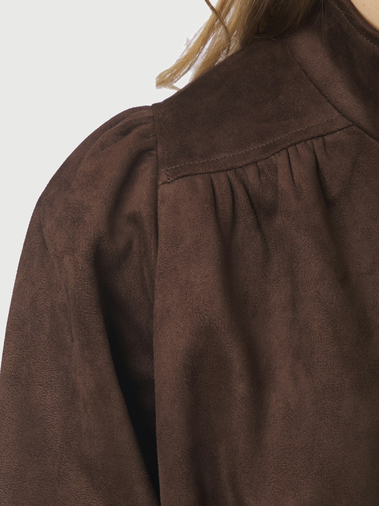 Tirsa Faux Suede Jacket - Dark Brown