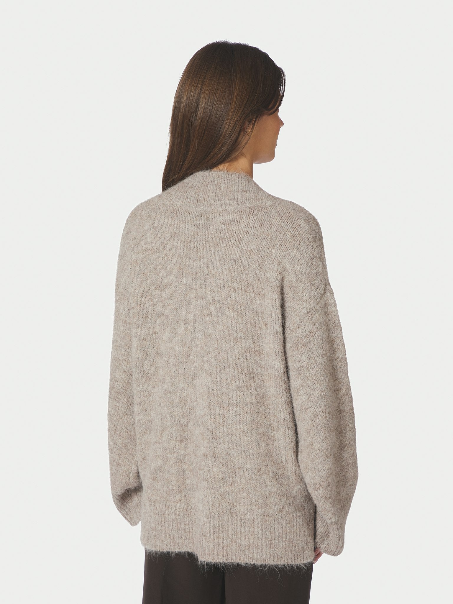 Melli Fluffy Knit Blouse - Beige Melange