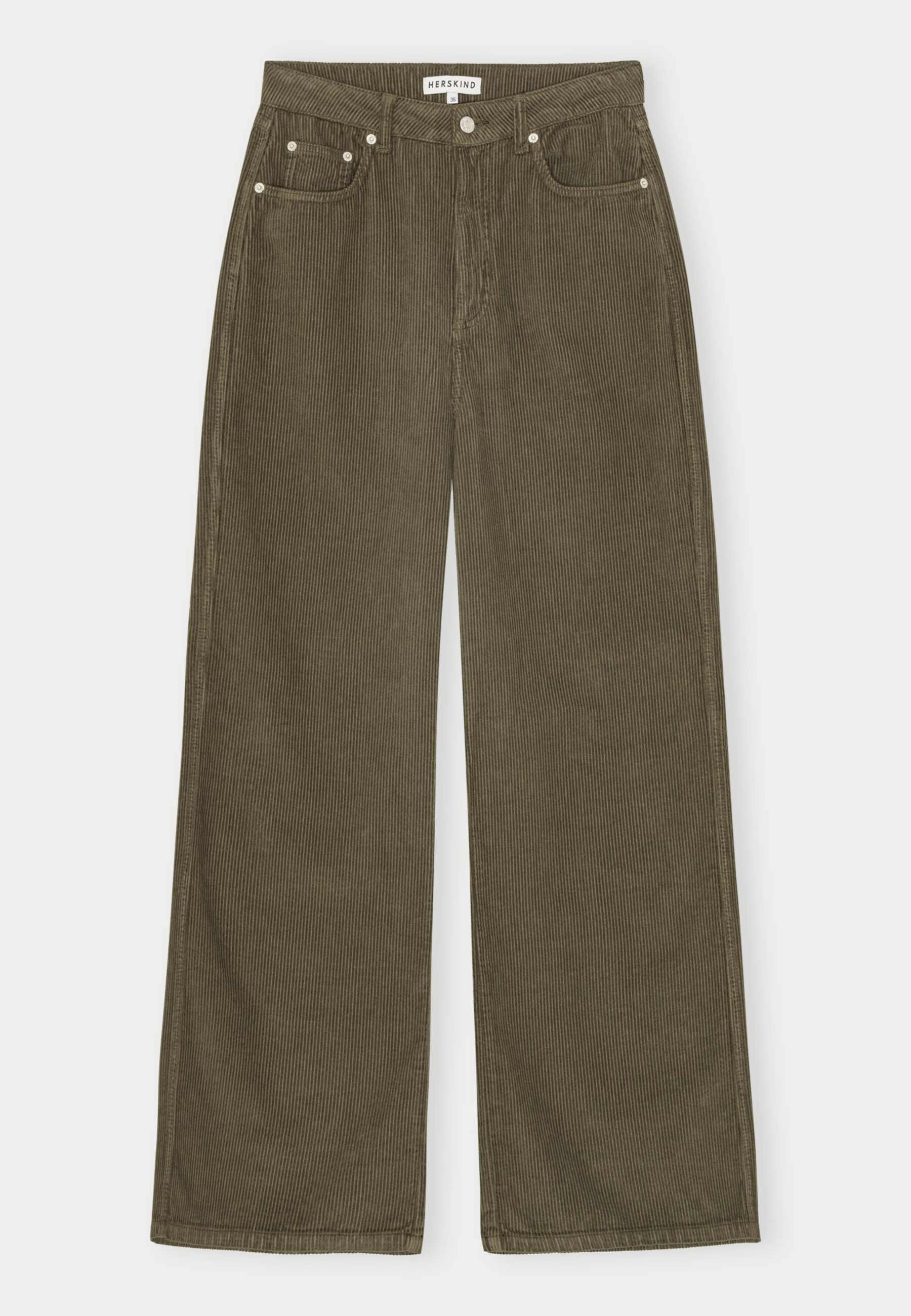 Kat Mid Waist Pants - Dark Olive