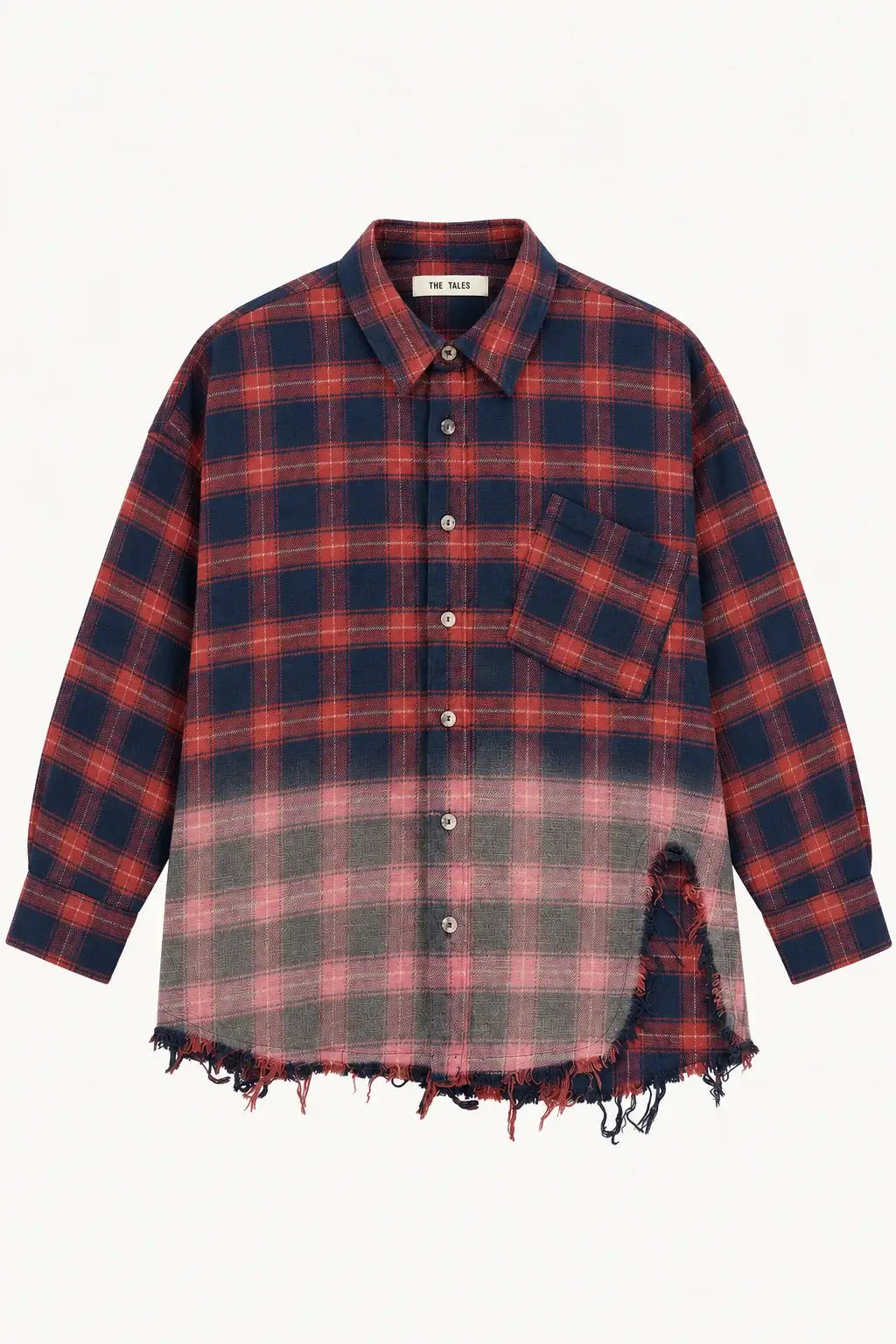 Cutaway Bleached Flannel Shirt - Red
