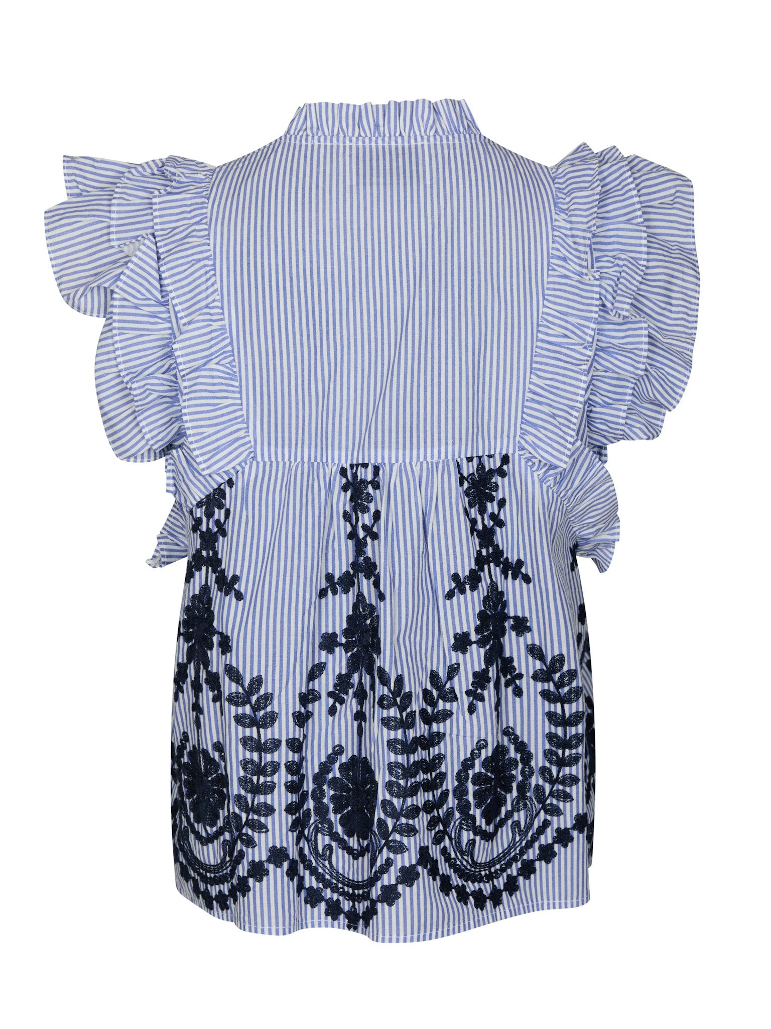 Jayla Stripe Embroidery Top - Blue