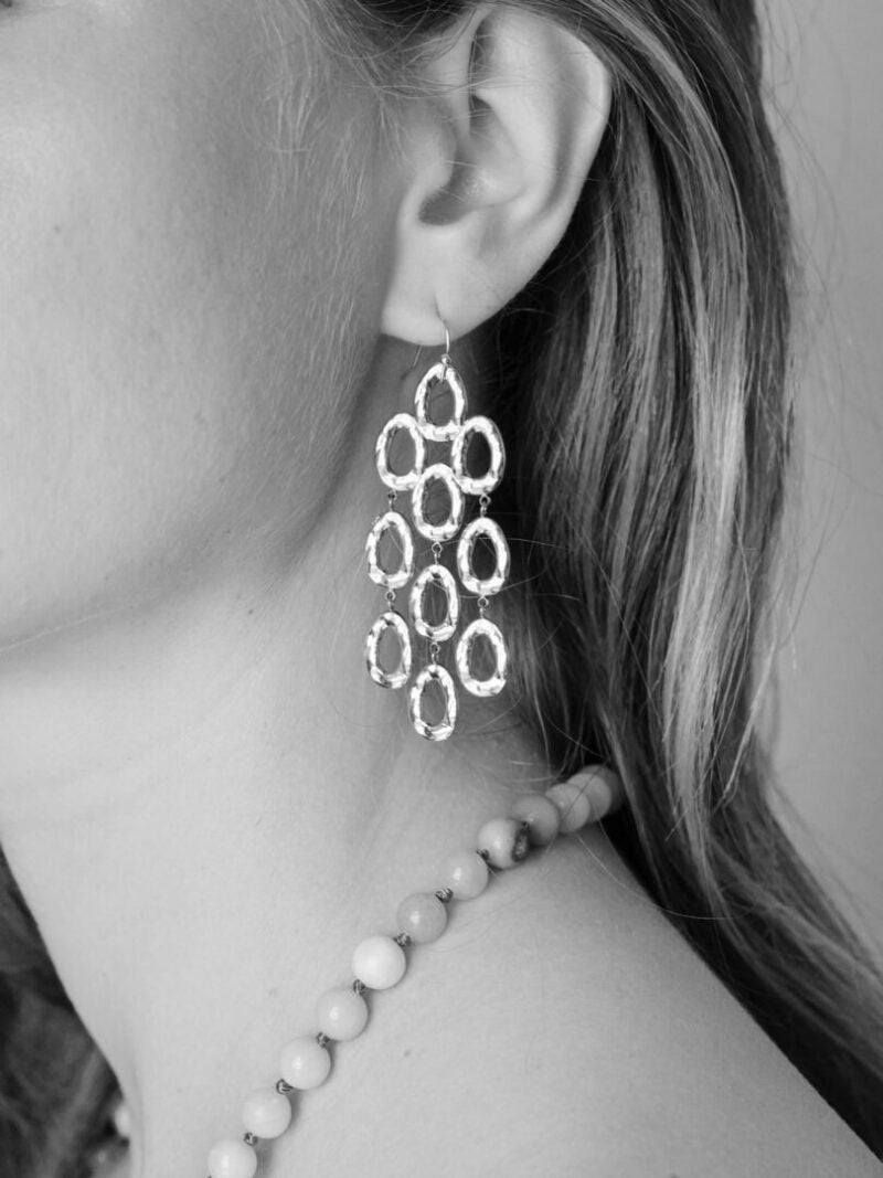 Organische Lange Oorbellen - Zilver