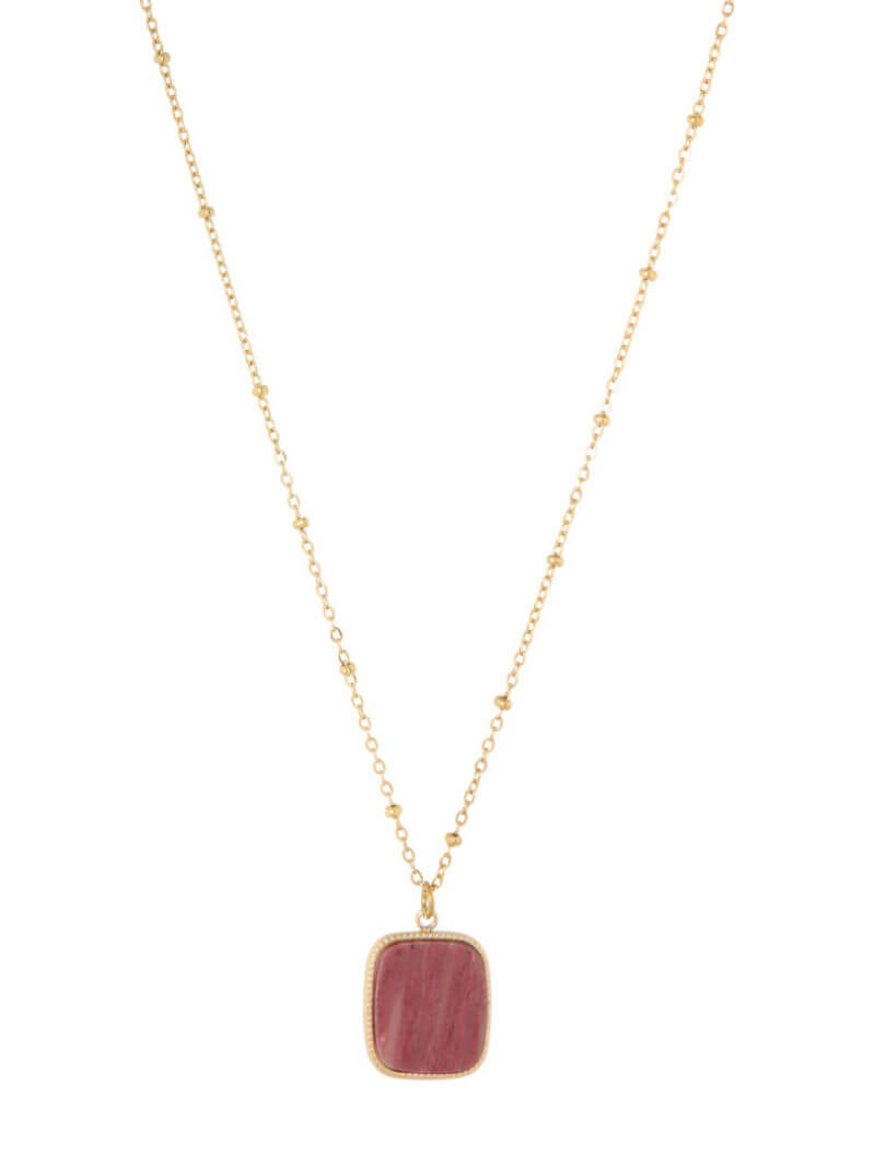 Ketting met gemstone hanger - Warm Roze