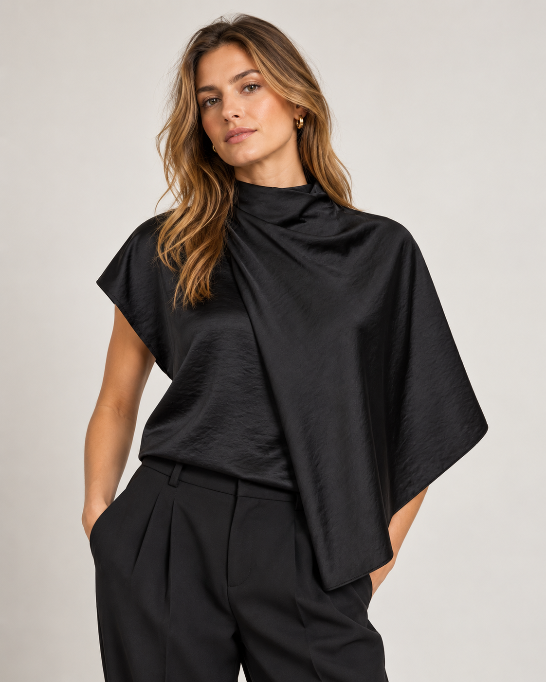 IdunCC Cape SS Blouse - Black