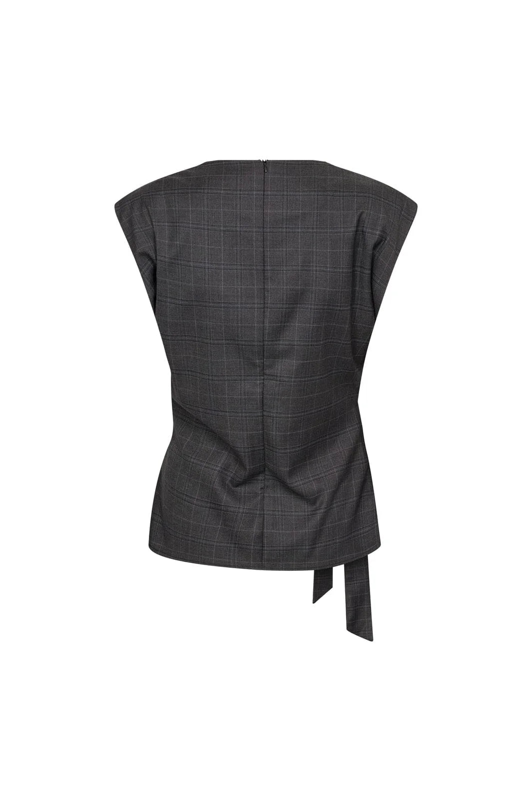 EloraCC Check Pleat Top - Dark Grey