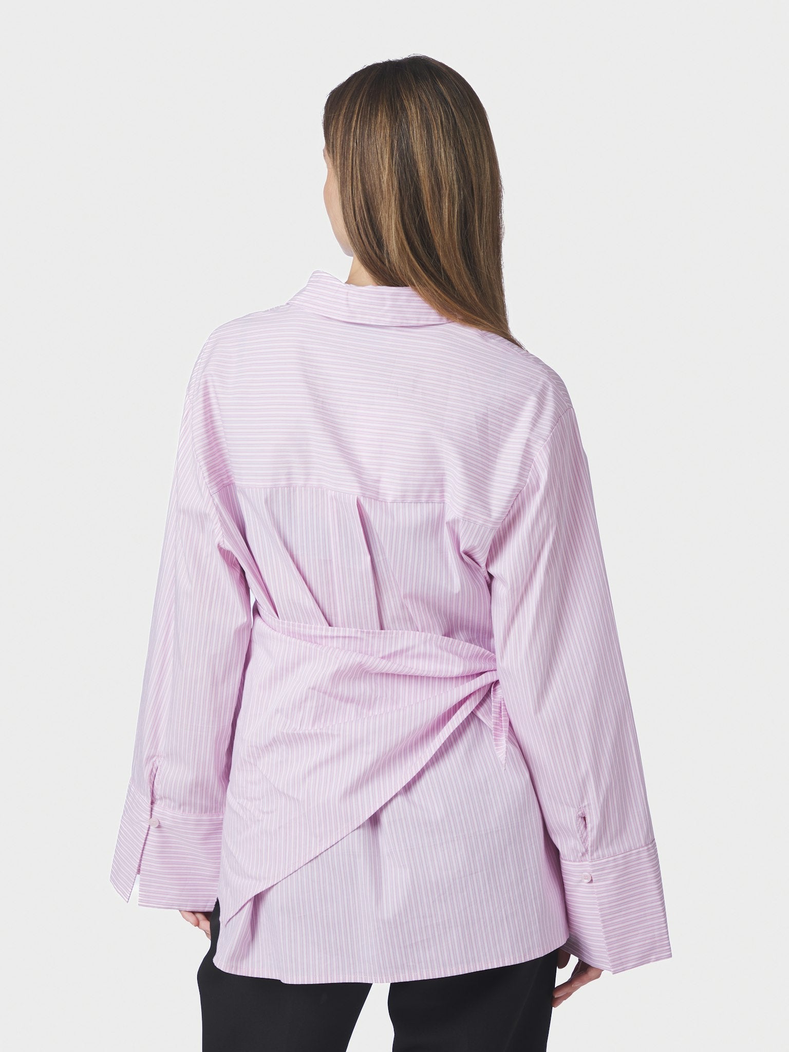 Dita Scarf Stripe Shirt - Light Pink