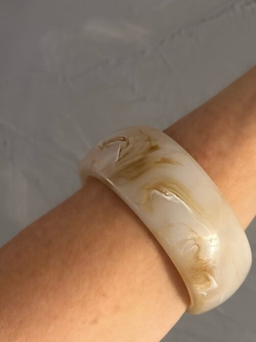 Brede Bangle - Wit/ Bruin Melee