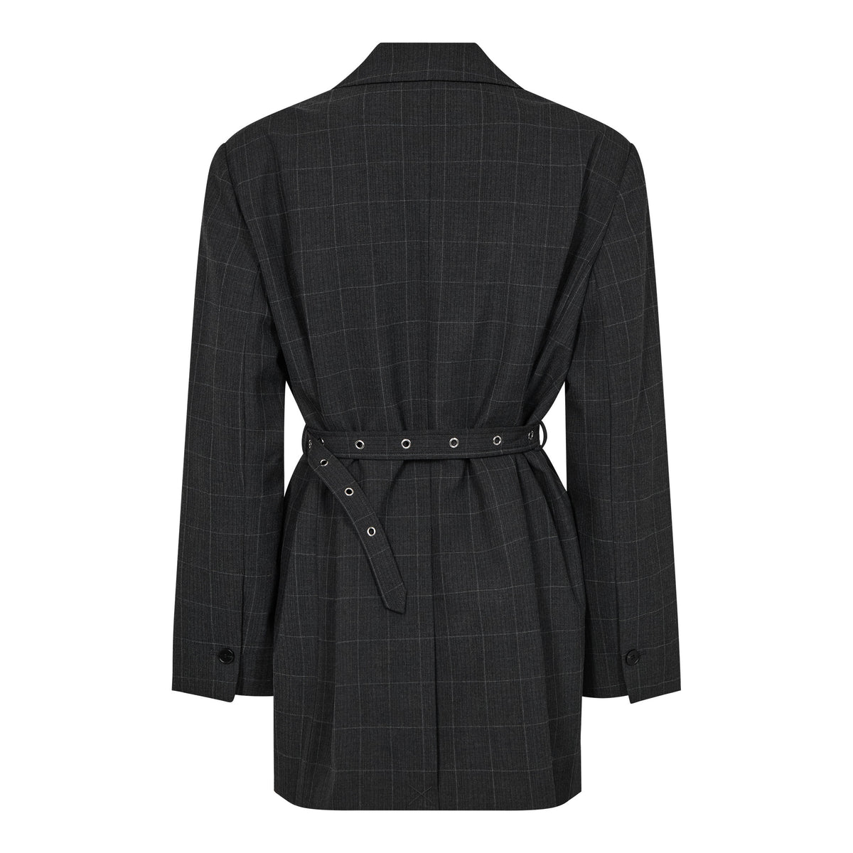 Smokey Check Oversize Belt Blazer - Antracit