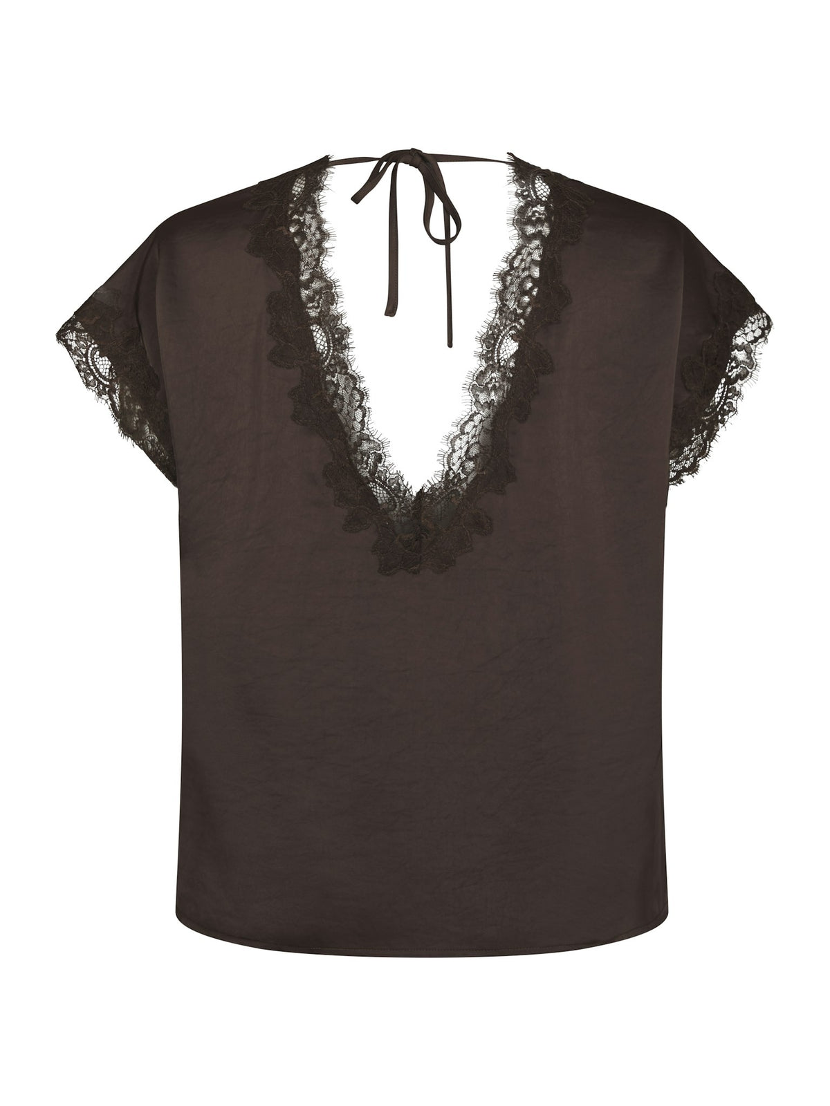 Benera Heavy Sateen Lace Blouse - Dark Brown Dark Brown