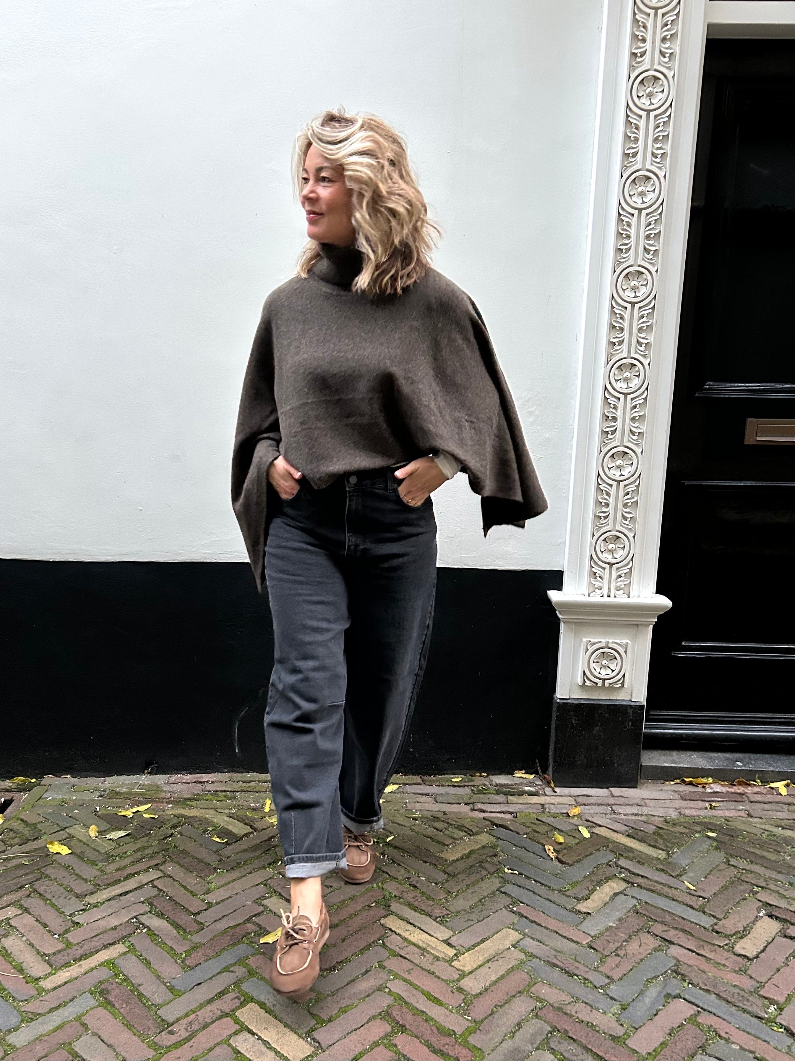 SLFelina Knit Cape Roll Neck - Delicioso Melange