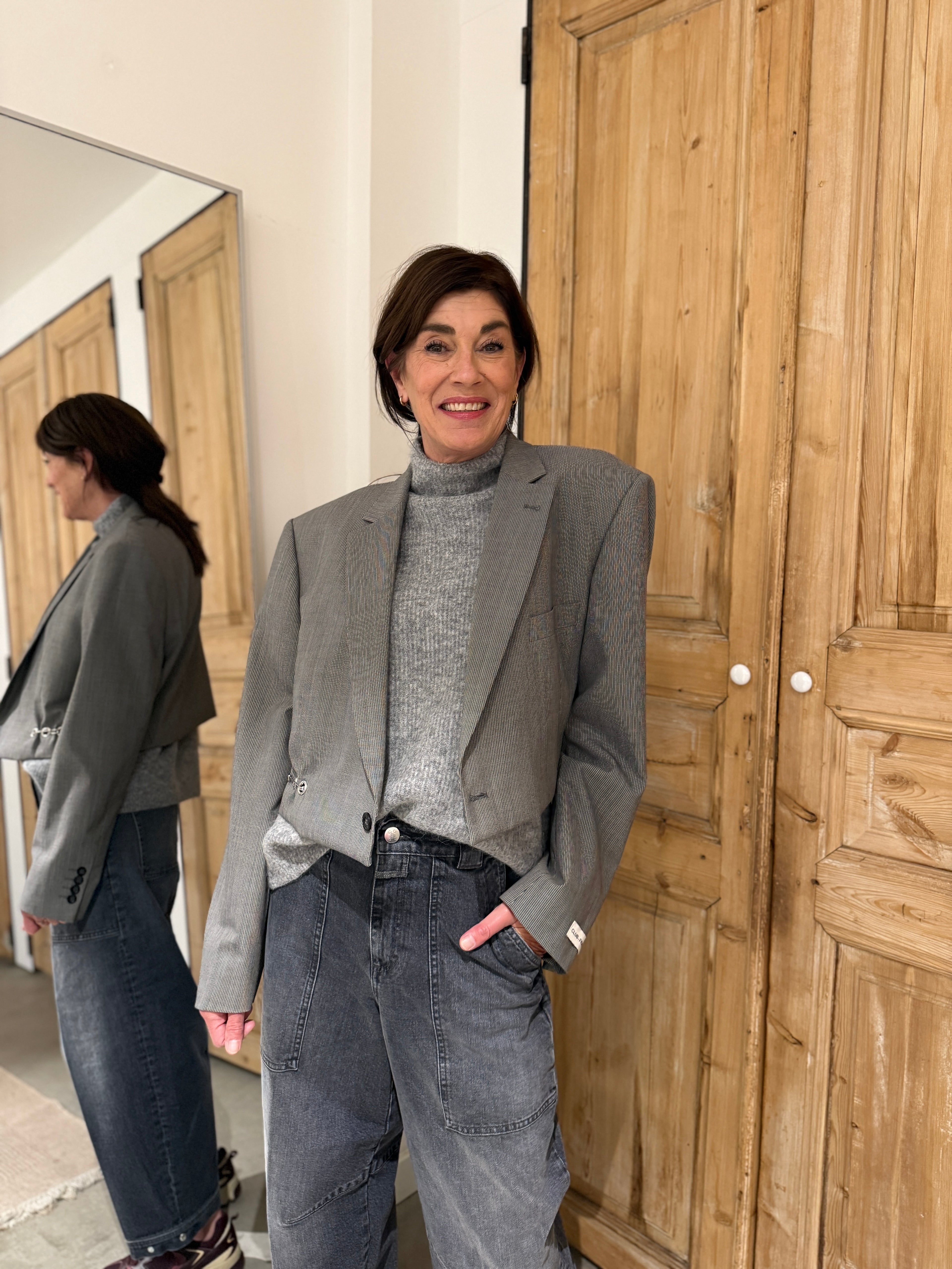 Blazer Short - Grey White Stripe