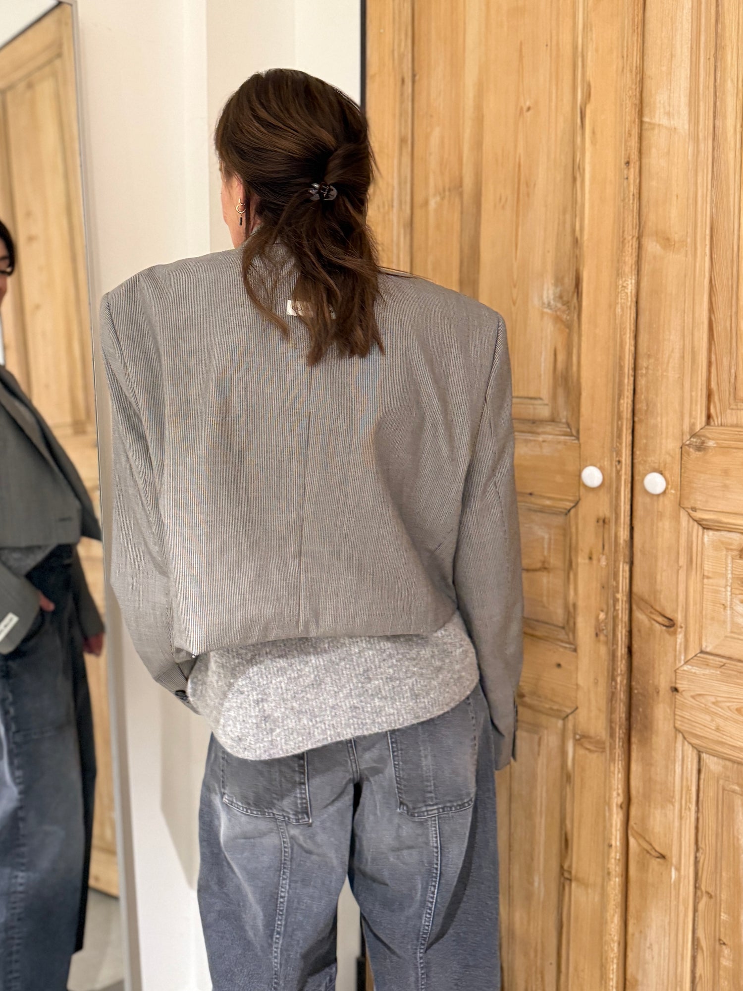 Blazer Short - Grey White Stripe