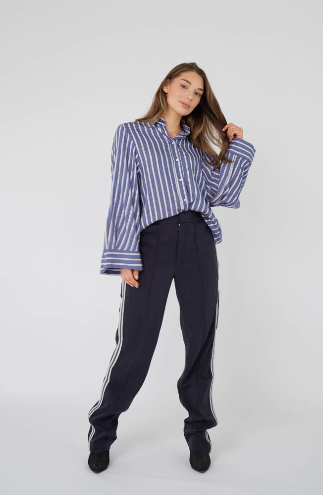 Indi Blouse - Denim Stripe Chain