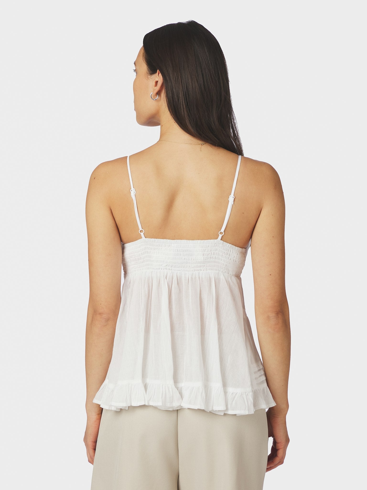Elvena S Voile Top - White