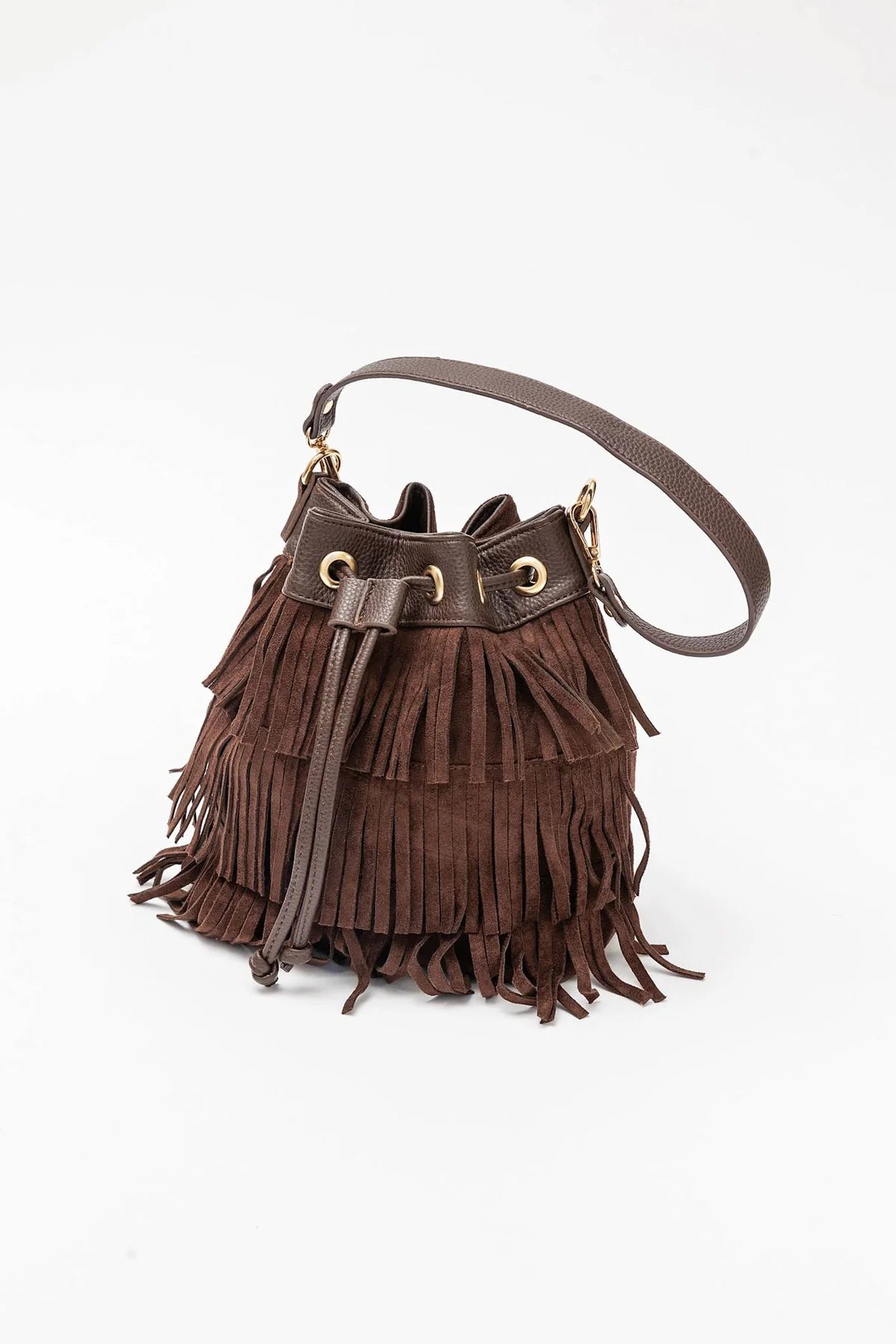 Jade Bucket Bag Frill - Brown