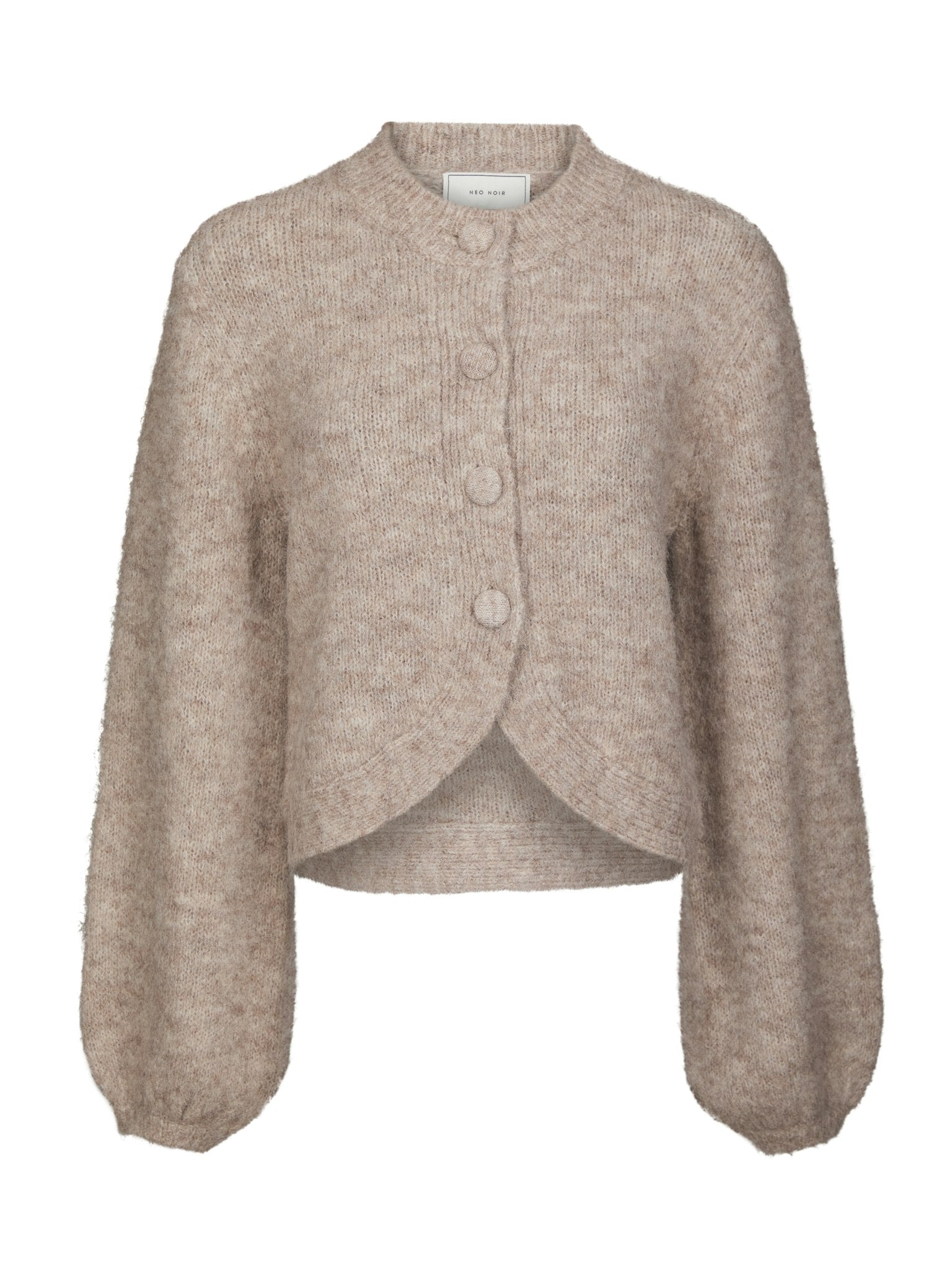Gio Fluffy Knit Cardigan - Beige Melange
