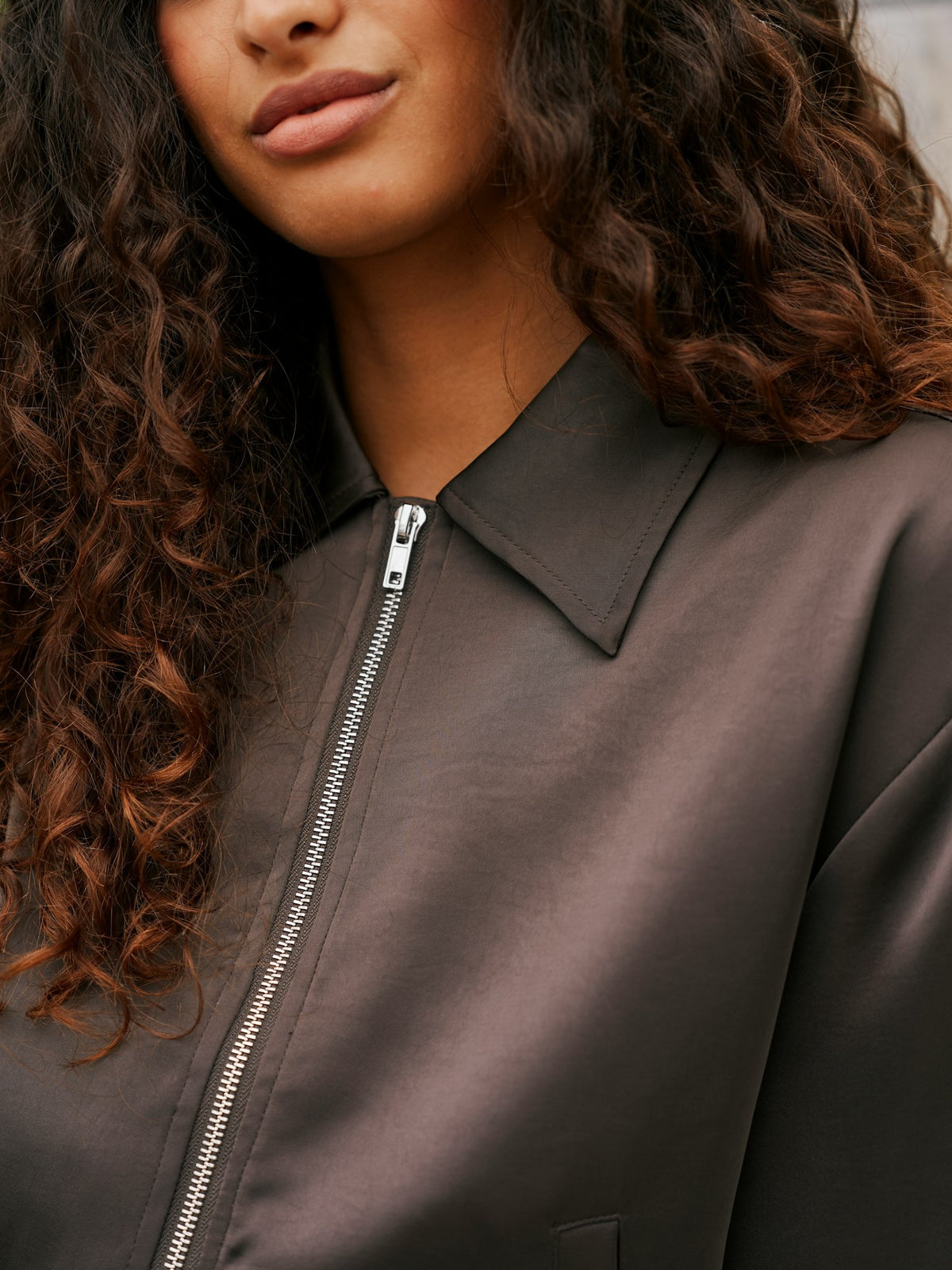Denielle Heavy Sateen Jacket - Dark Brown