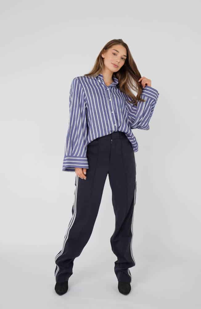 June Trouser - Dark blue/stripe white