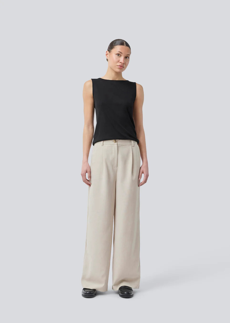 Gale Wide Pants - Beige melange