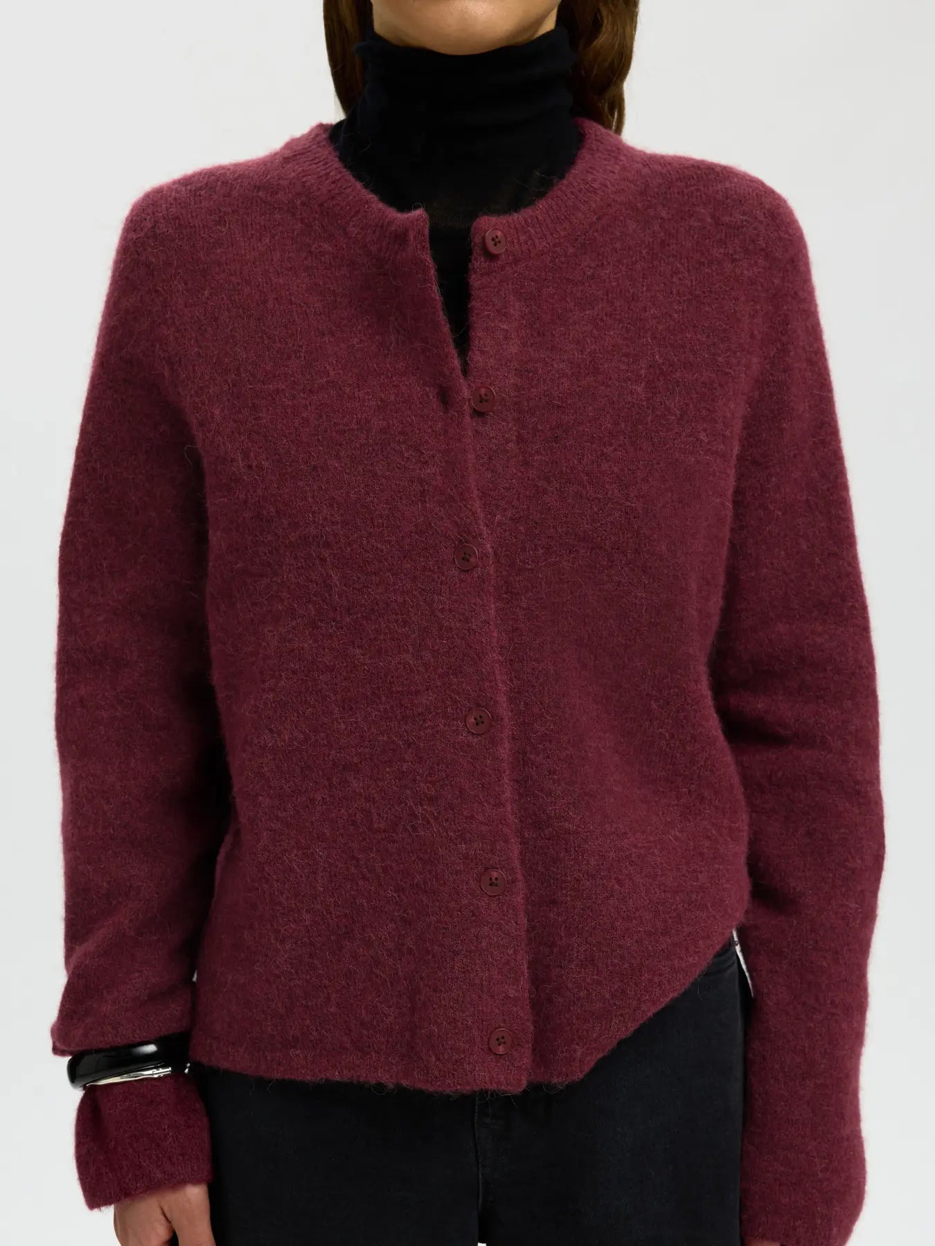 SLFlulu New LS Knit Cardigan - Tawny Port Mel.
