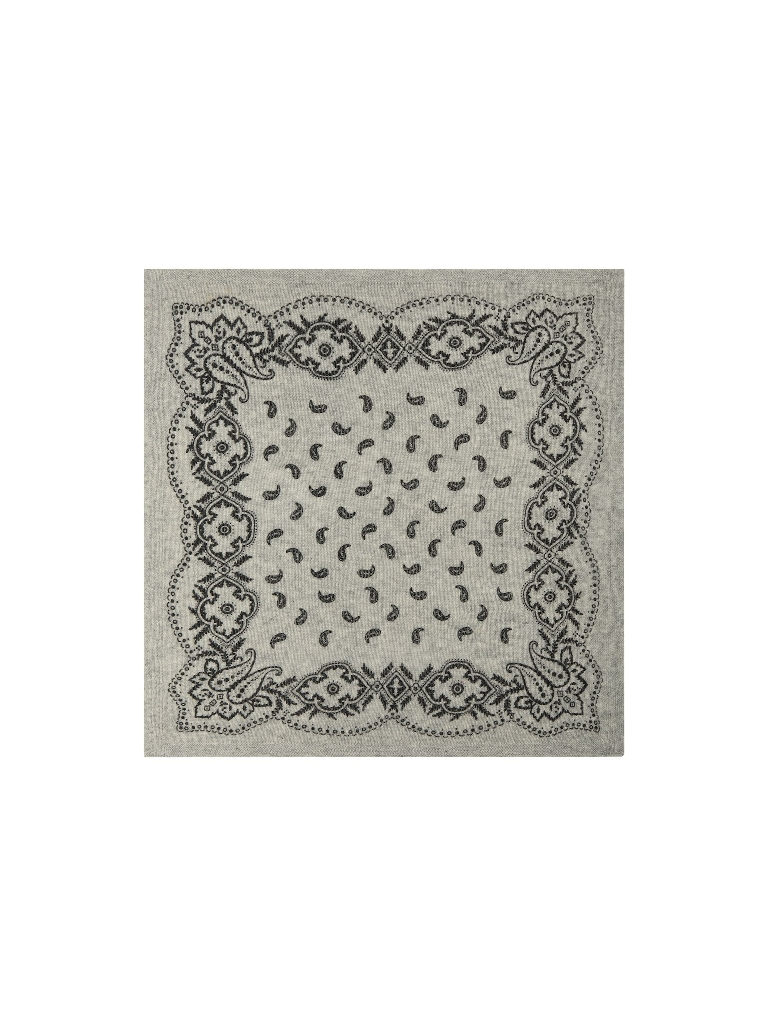 Adelina Paisley Knit Scarf - Grey Melange
