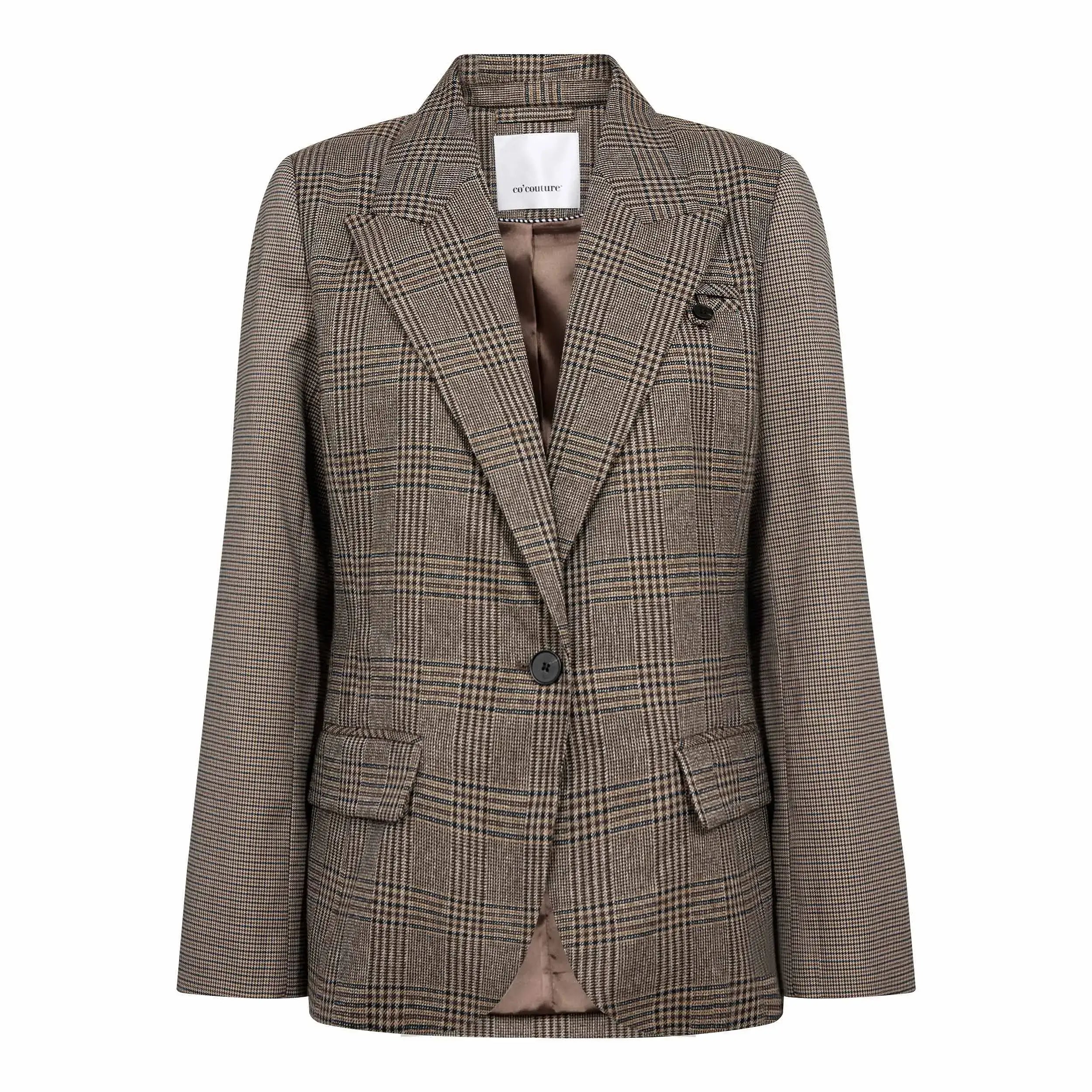 VeyaCC Check Fitted Blazer - Brown