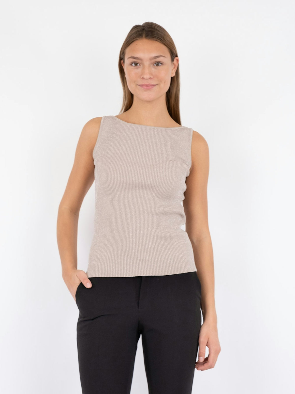 Talia Glitter Knit Top - Sand