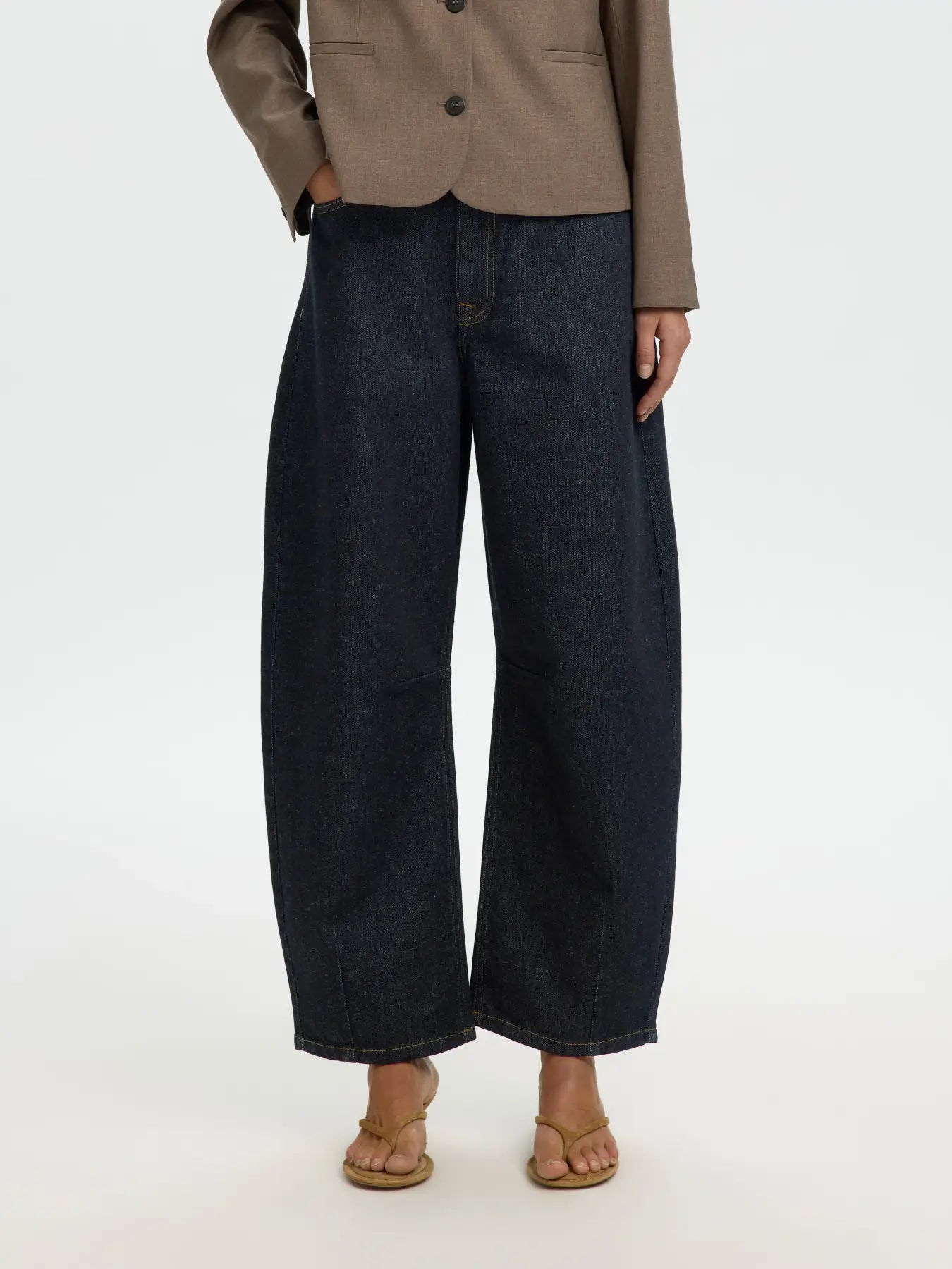 SLFLoose Barrel Ane-Kori MW Jeans - Dark Blue Denim