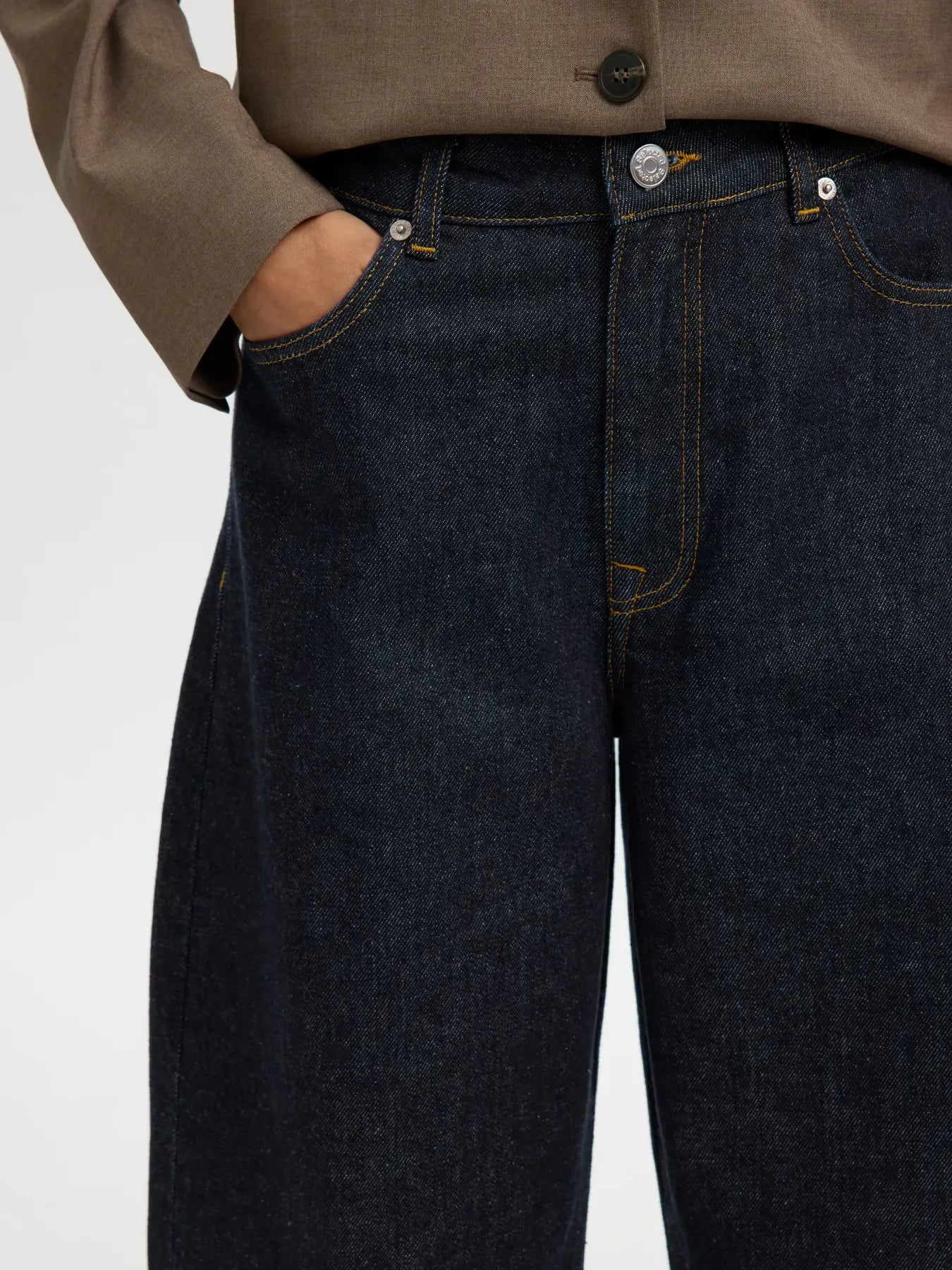 SLFLoose Barrel Ane-Kori MW Jeans - Dark Blue Denim