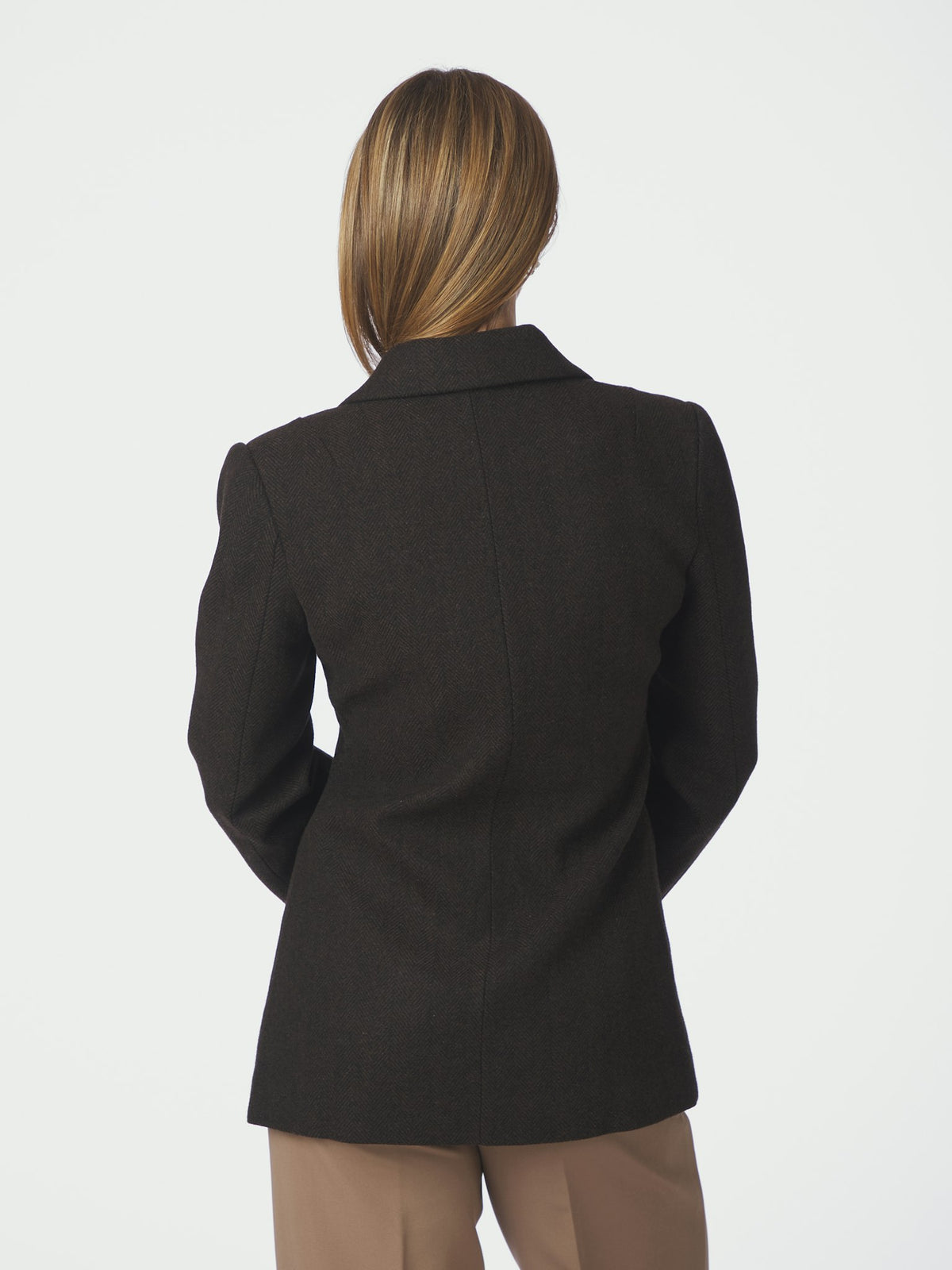 Bowie Herringbone F Blazer - Dark Brown
