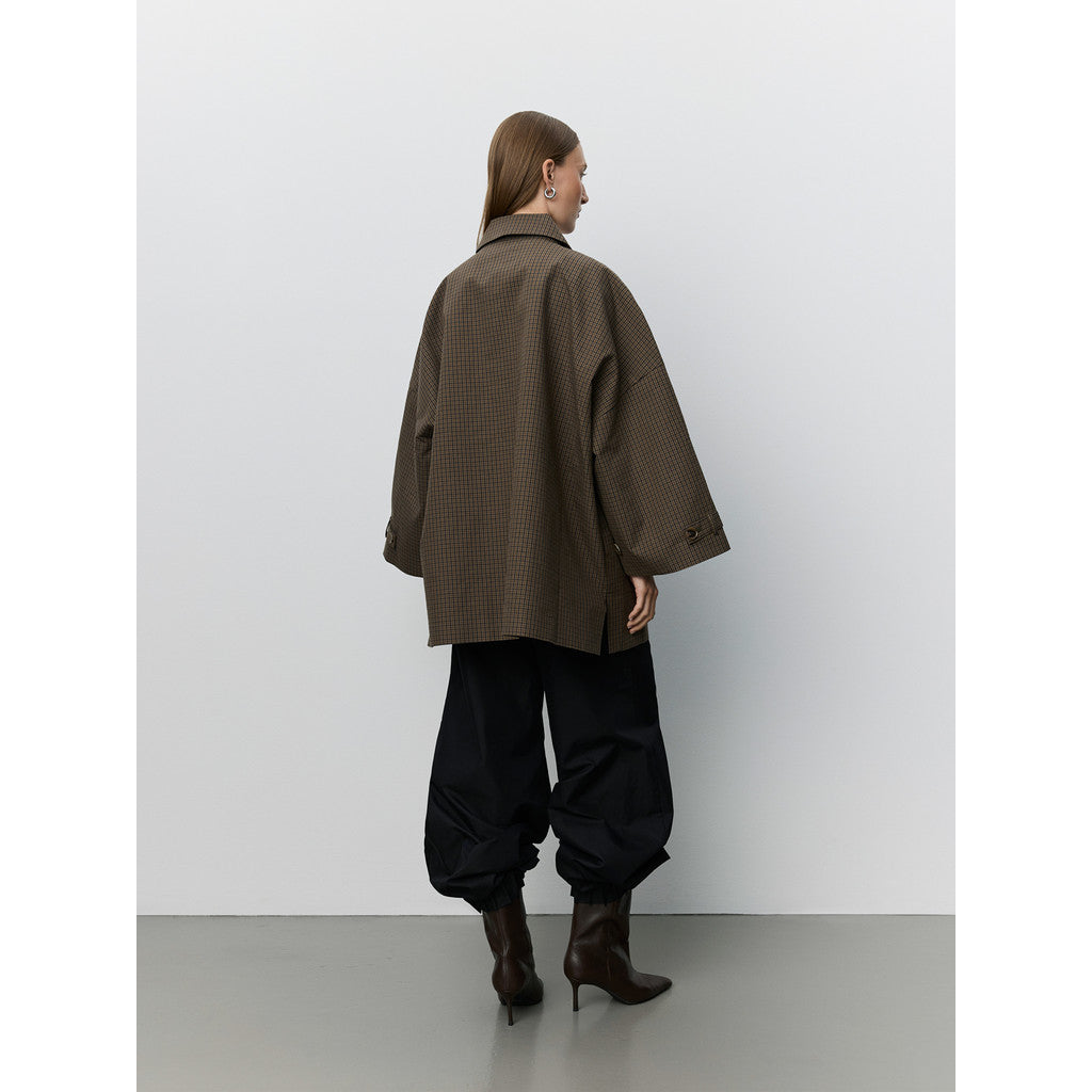 SelinaSW Oversize Check Jacket - Brown Check