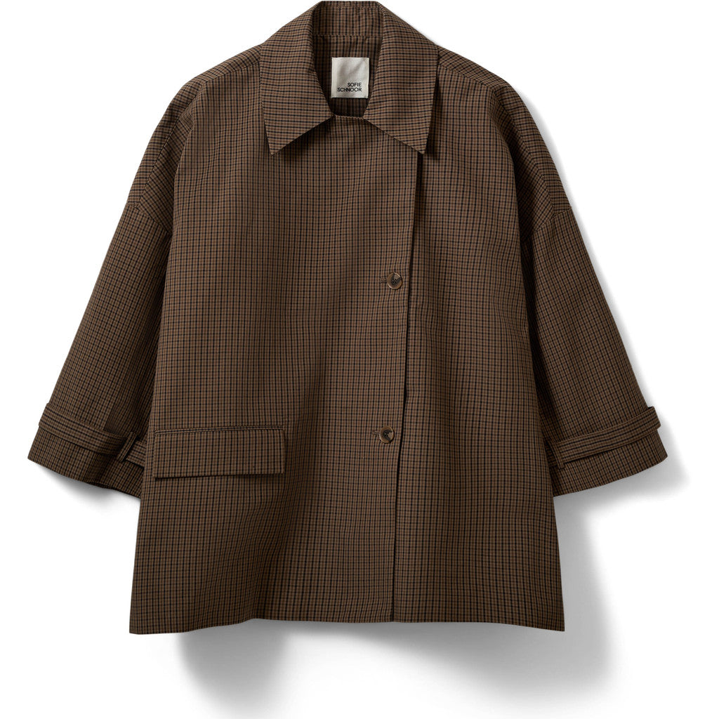 SelinaSW Oversize Check Jacket - Brown Check