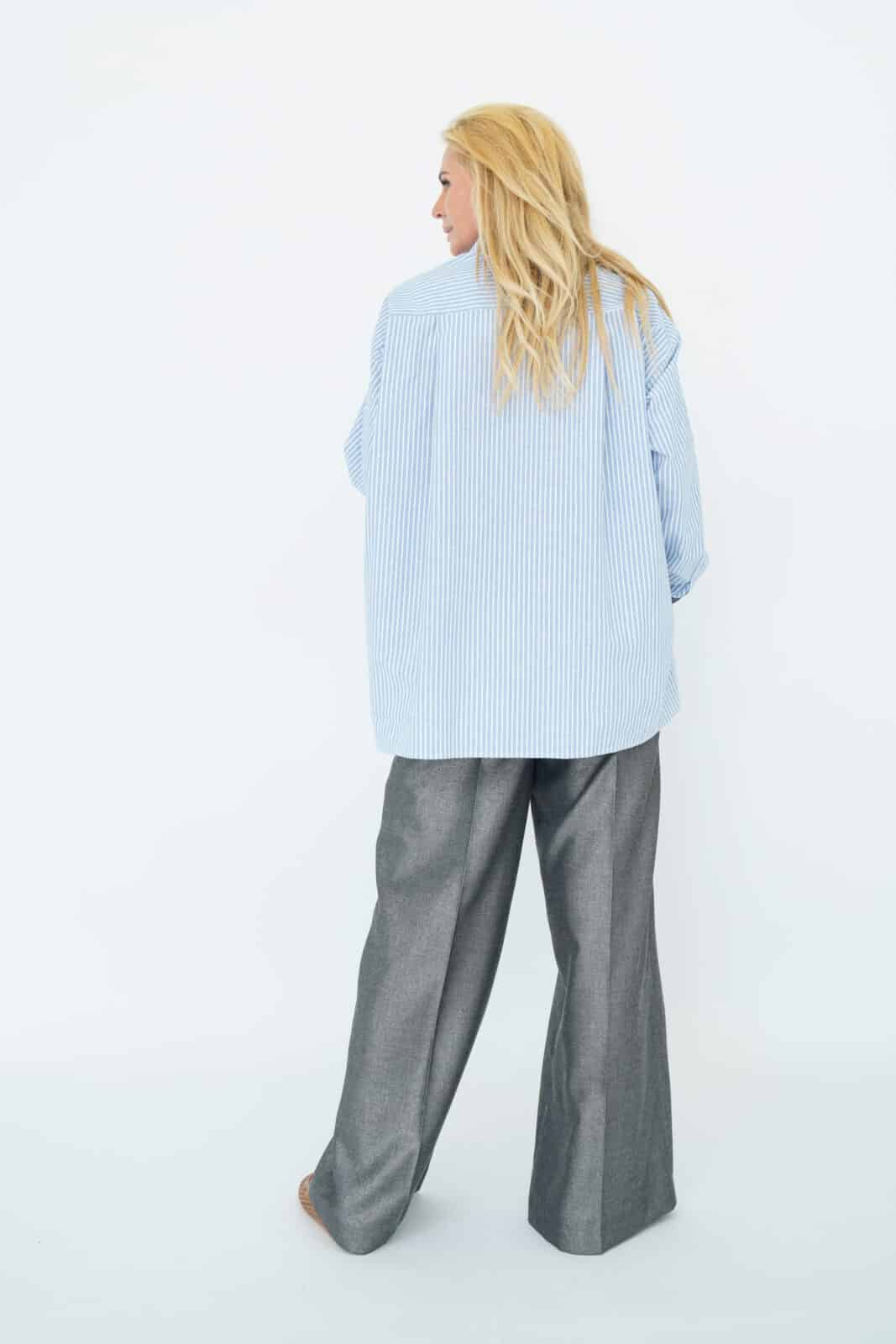 South Blouse Blue – White Oxford Digi Stripe