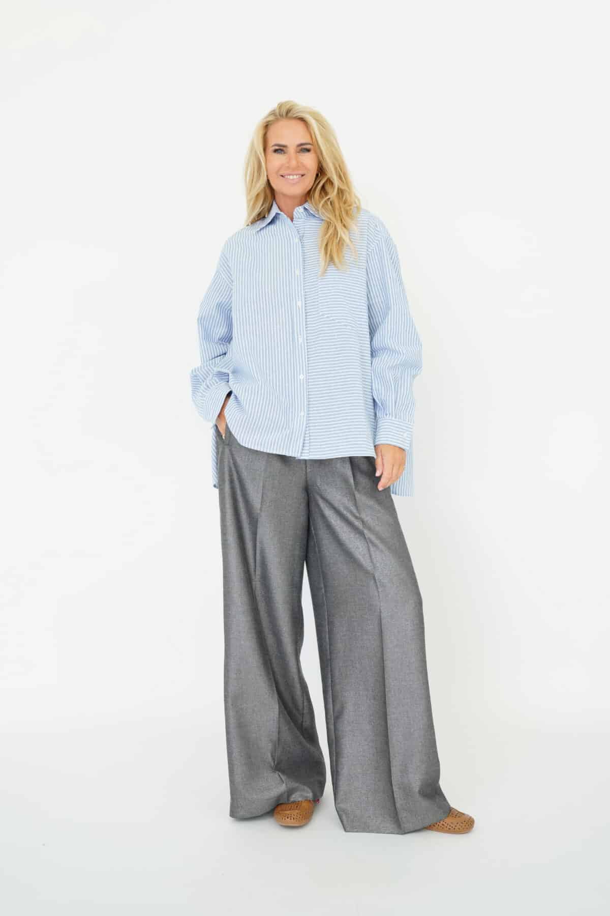 South Blouse Blue – White Oxford Digi Stripe