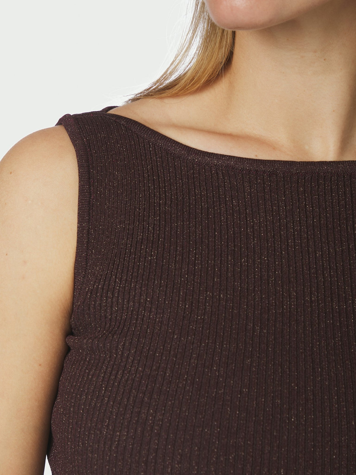 Talia Glitter Knit Top - Burgundy