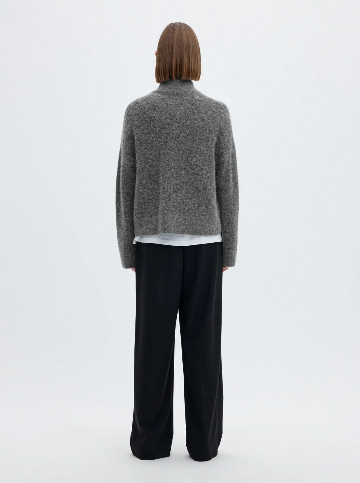 SLFsia Ras LS Knit Zipper Cardigan - Medium Grey Mel.