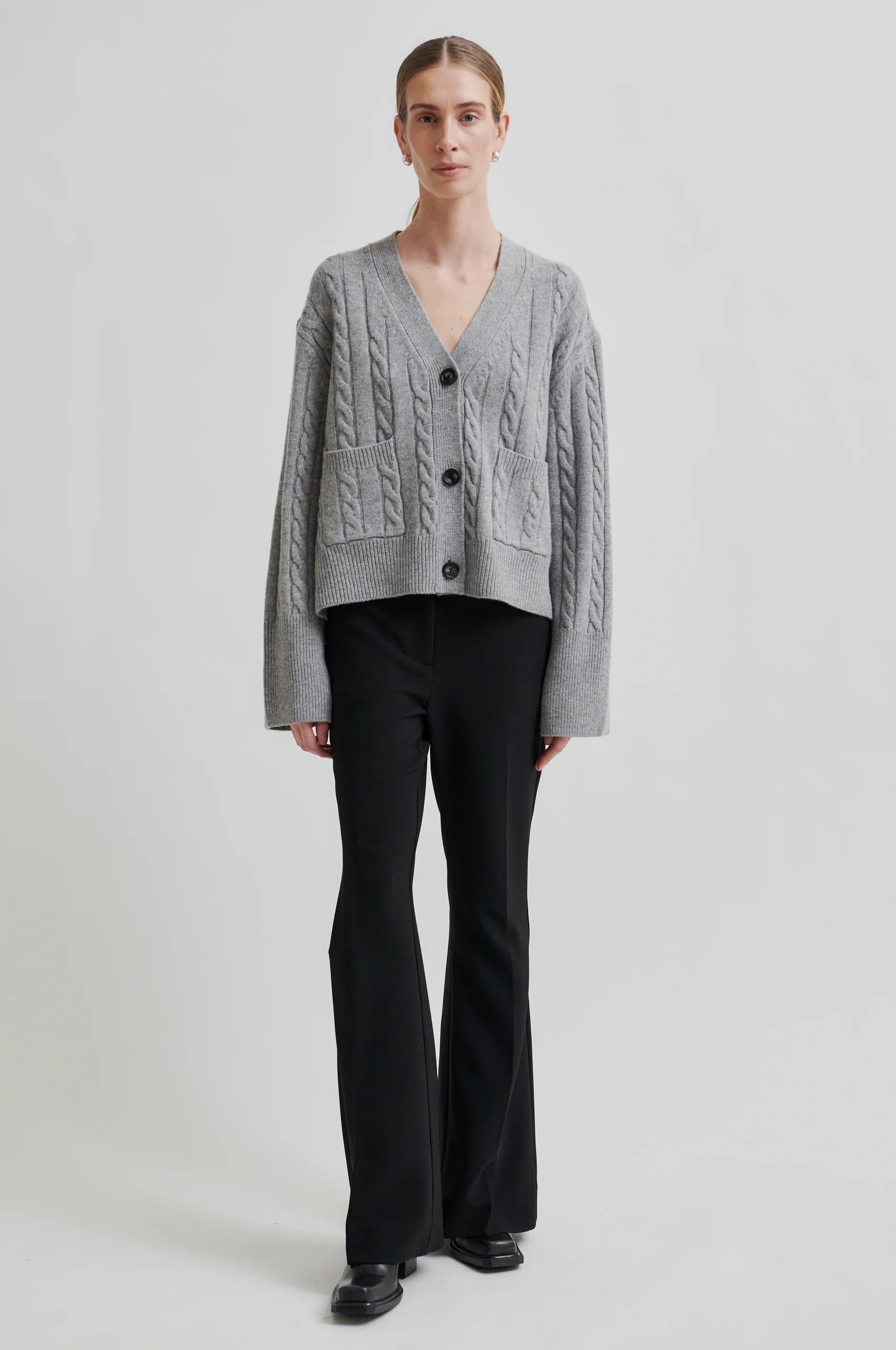 Alphine Knit cardigan - Mid grey mel.
