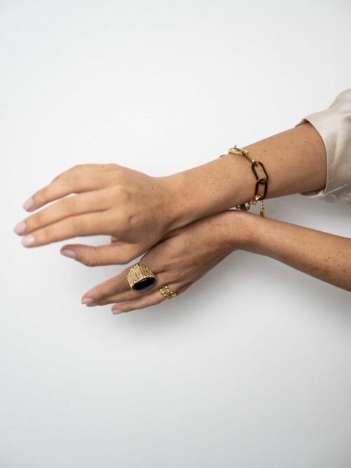 Platte Schakel Armband - Goud
